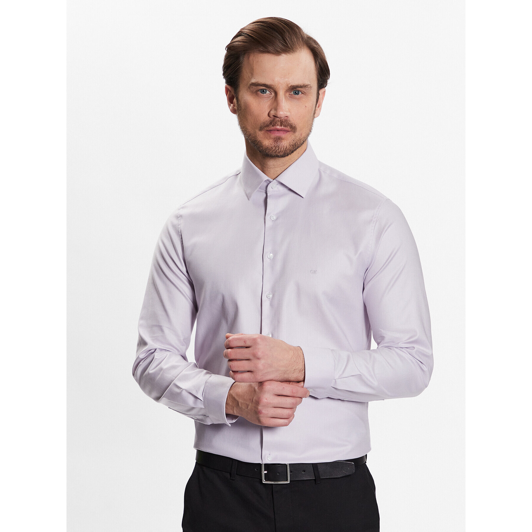 Calvin Klein Košeľa Structure Easy Care Fitted Shirt K10K111293 Ružová Fitted Fit - Pepit.sk