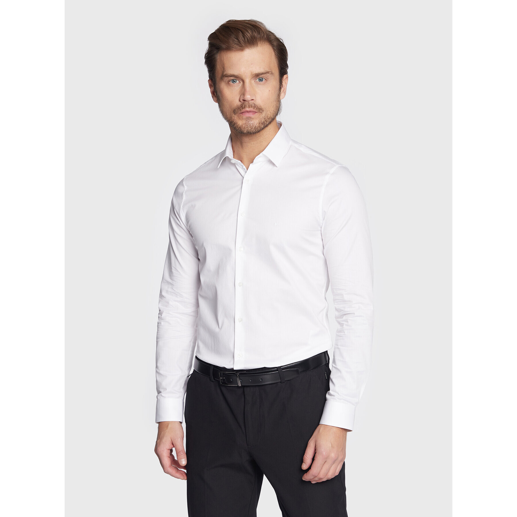 Calvin Klein Košeľa Twill Contrast K10K110551 Biela Slim Fit - Pepit.sk