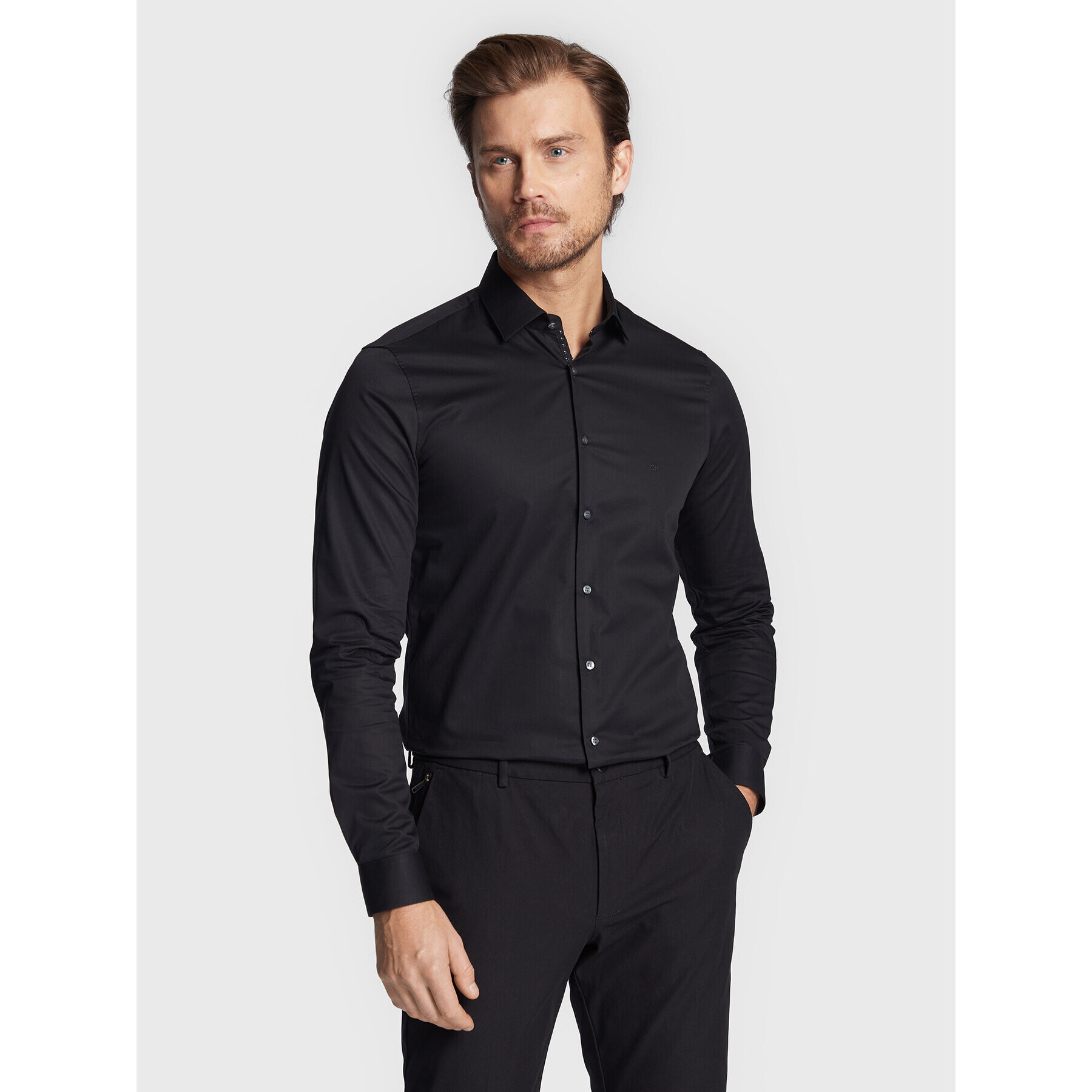 Calvin Klein Košeľa Twill Contrast K10K110551 Čierna Slim Fit - Pepit.sk