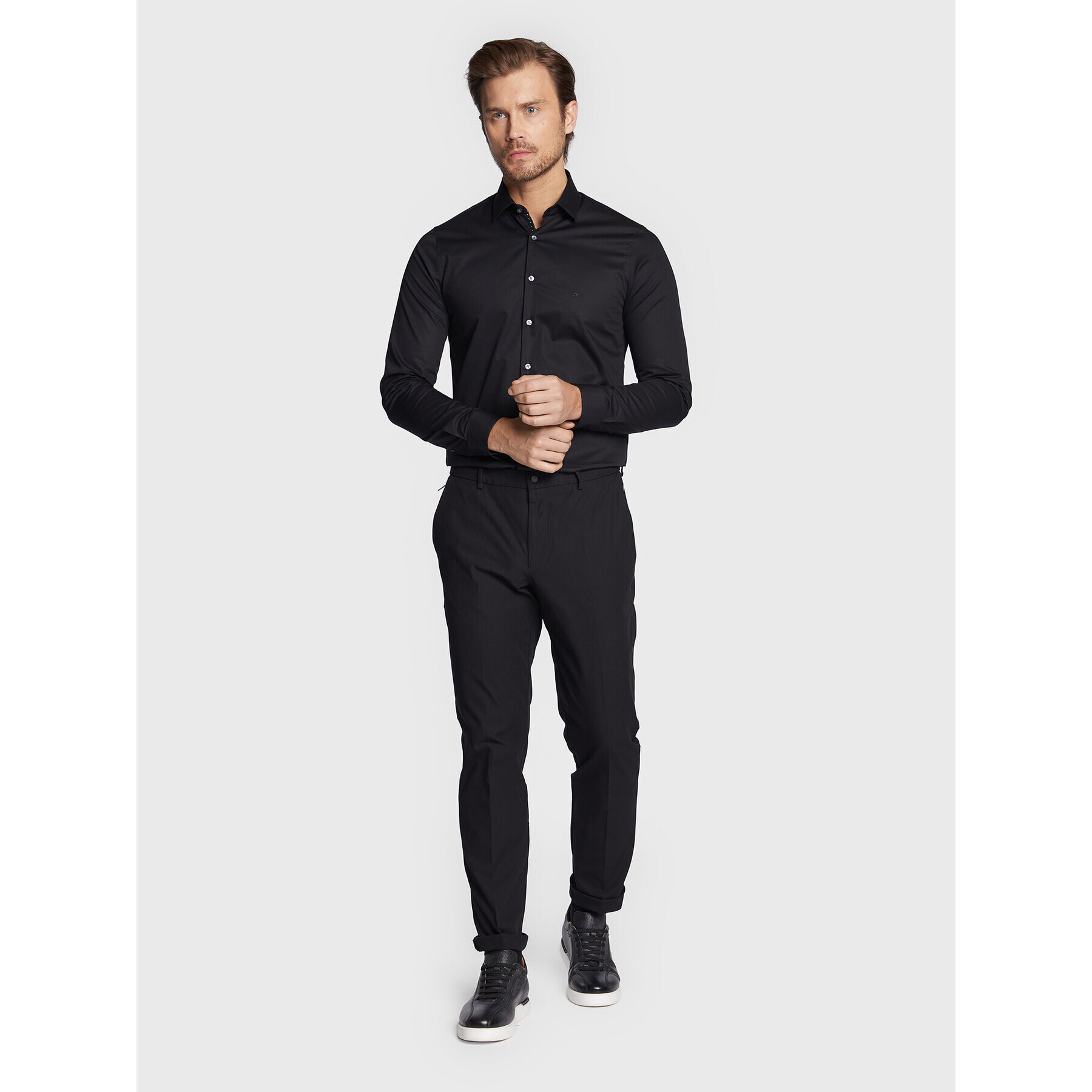 Calvin Klein Košeľa Twill Contrast K10K110551 Čierna Slim Fit - Pepit.sk