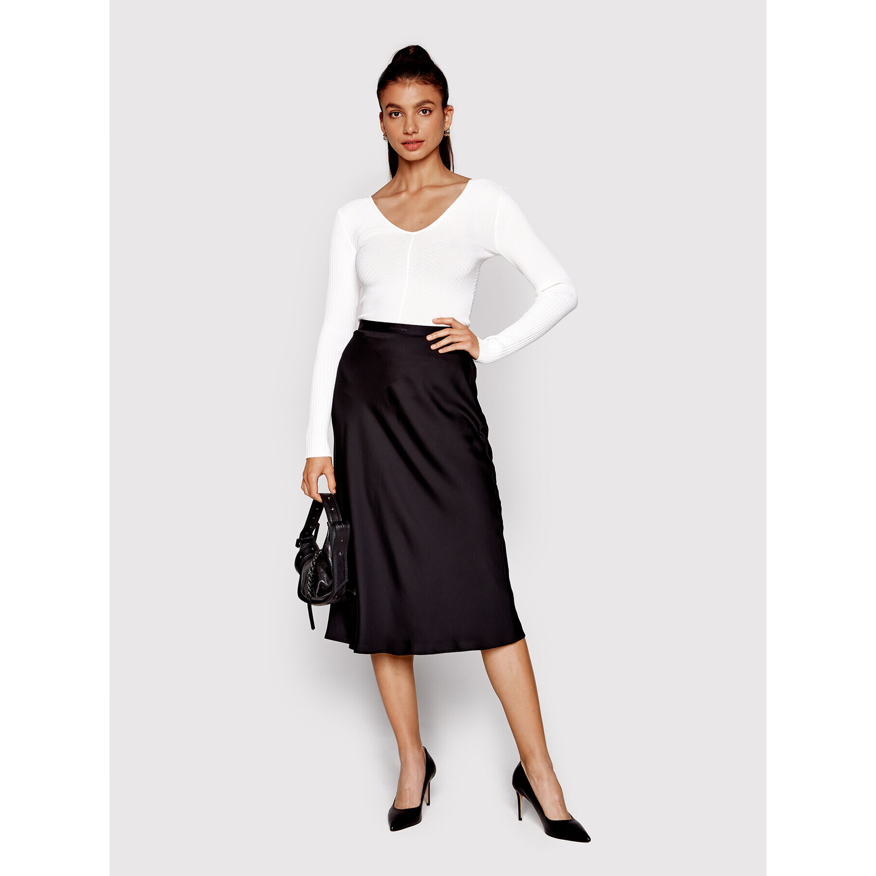 Calvin Klein Midi sukňa K20K204876 Čierna Regular Fit - Pepit.sk