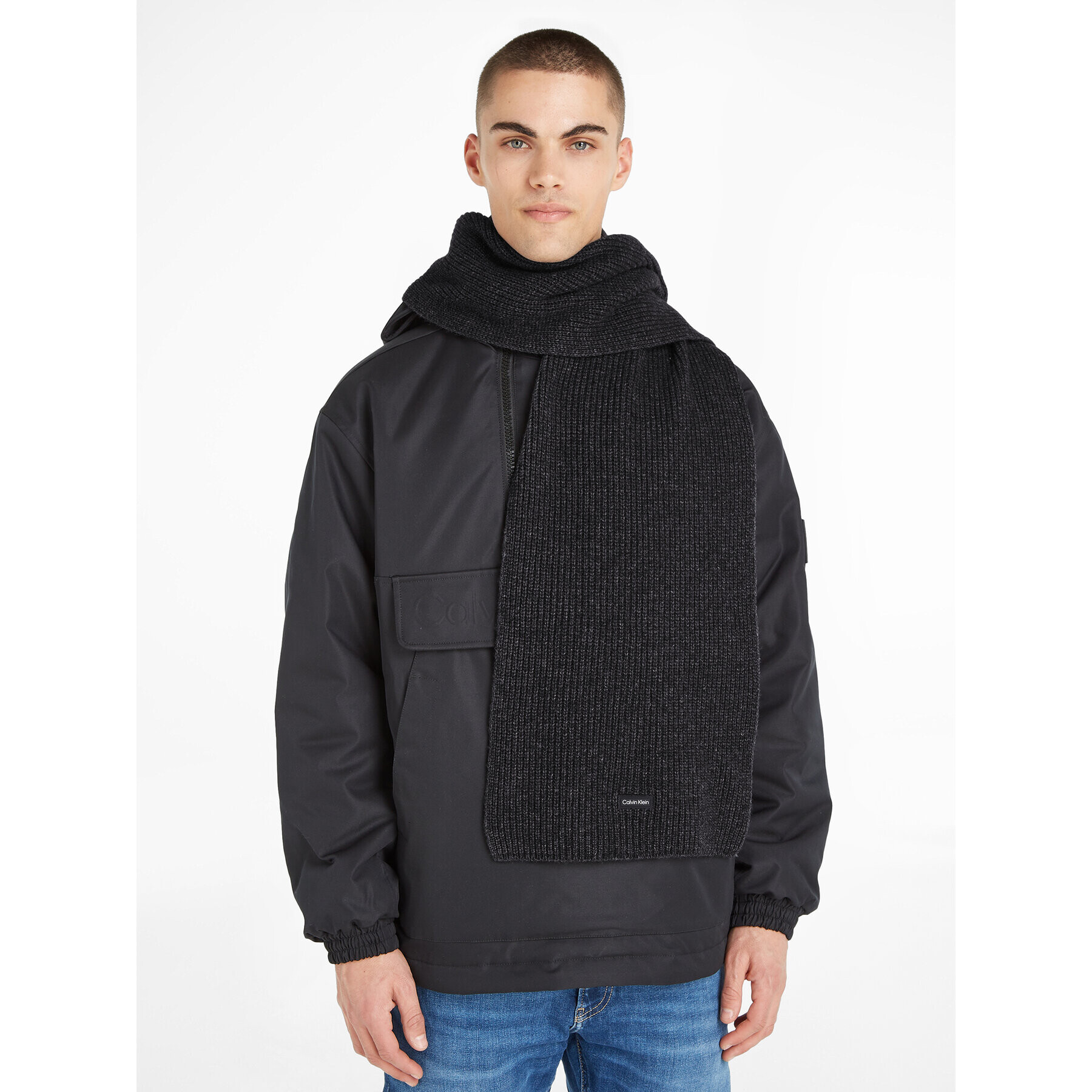 Calvin Klein Šál Daddy Wool Knit Scarf K50K510995 Sivá - Pepit.sk