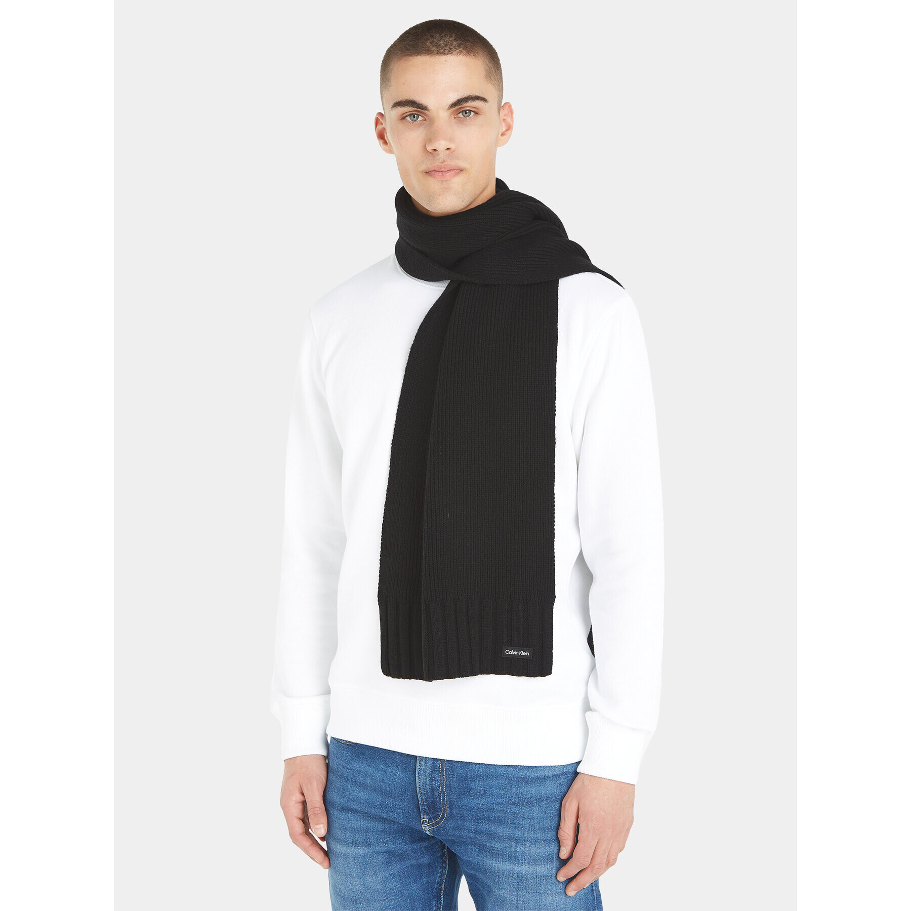 Calvin Klein Šál Elevated Rib Knit Scarf K50K511006 Čierna - Pepit.sk