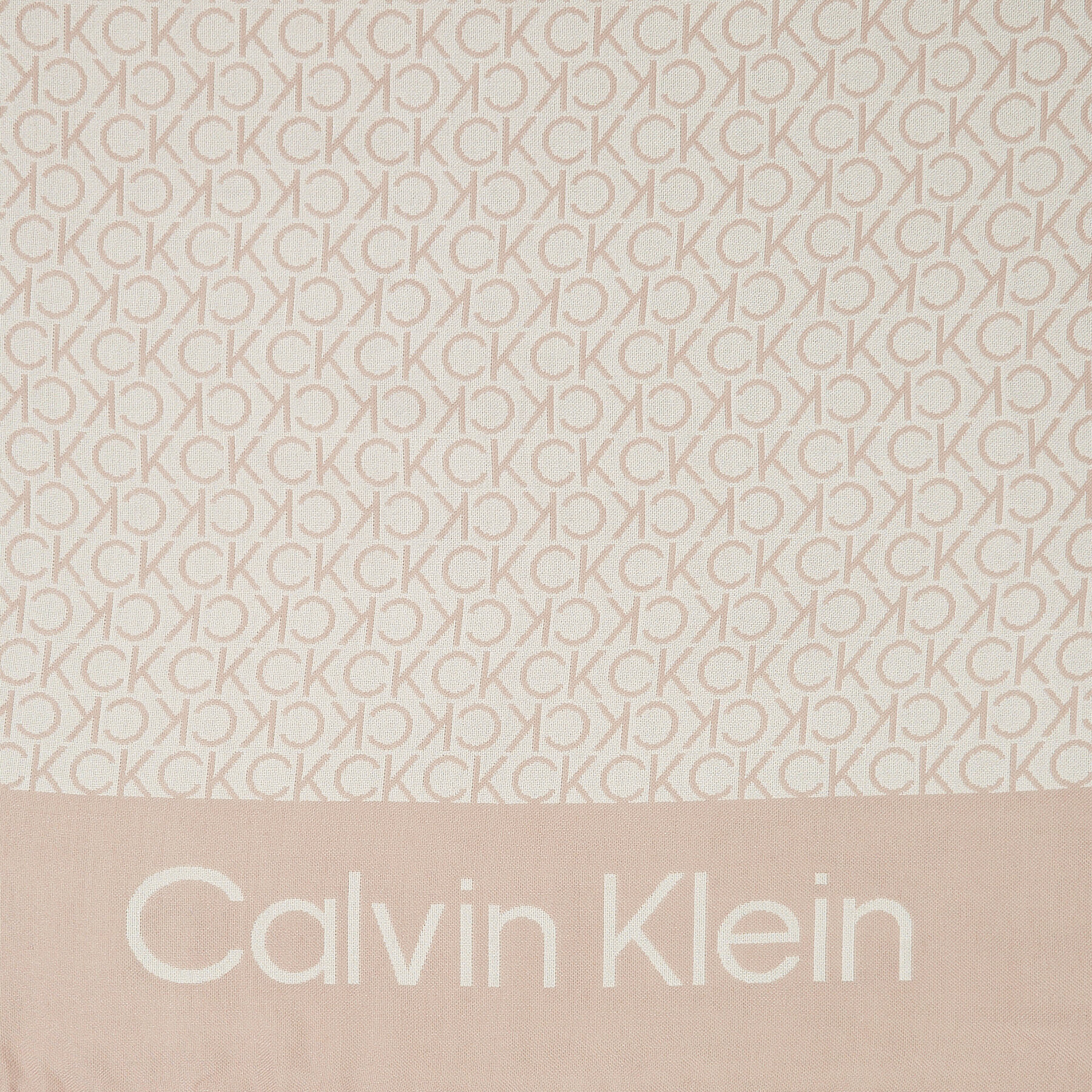 Calvin Klein Šál Fringes Monogram Scarf 100X200 K60K611118 Béžová - Pepit.sk