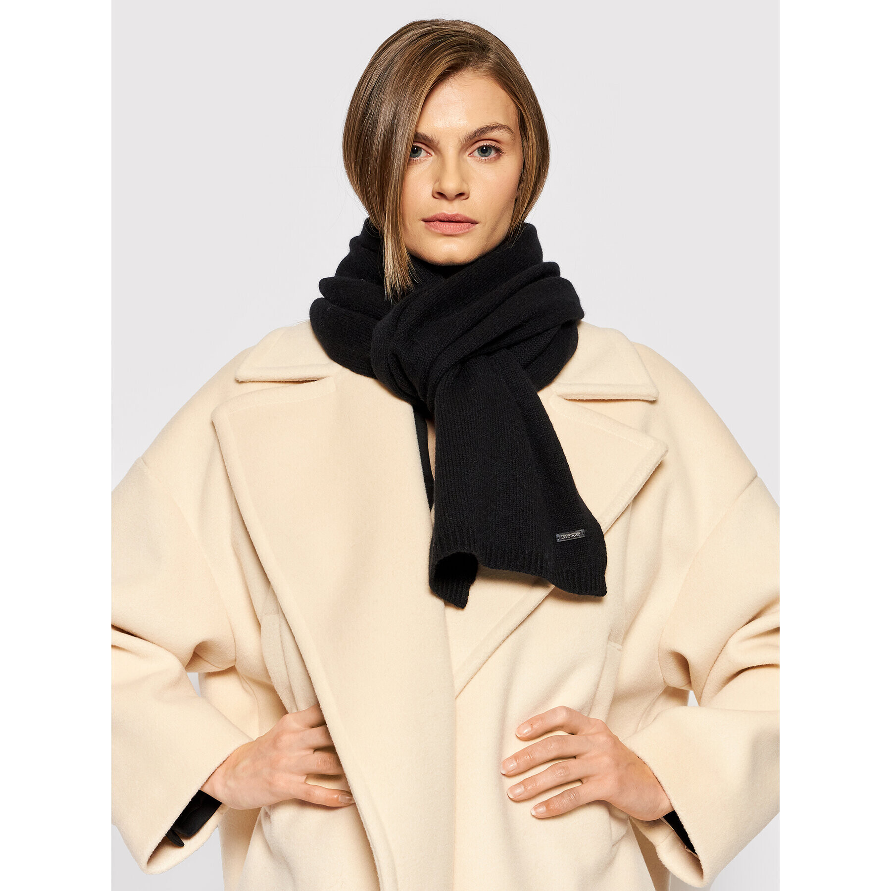 Calvin Klein Šál Natural Cashmere Scarf 30x180 Čierna - Pepit.sk