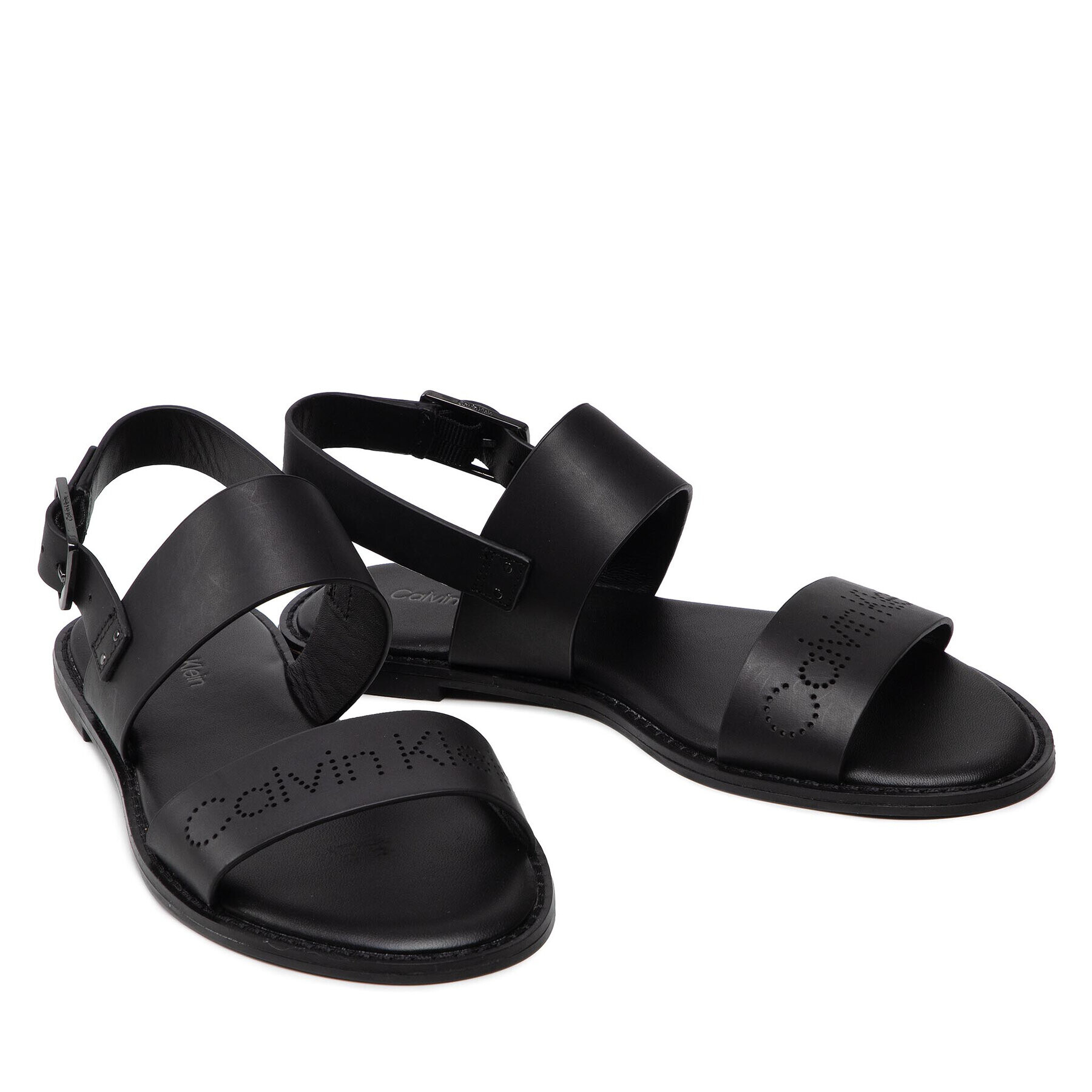 Calvin Klein Sandále Almond Flat Sandal Perf HW0HW00682 Čierna - Pepit.sk