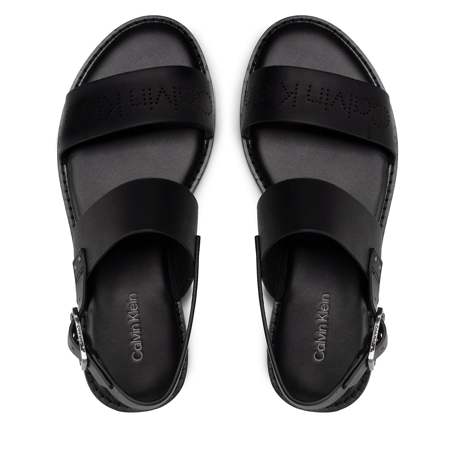 Calvin Klein Sandále Almond Flat Sandal Perf HW0HW00682 Čierna - Pepit.sk