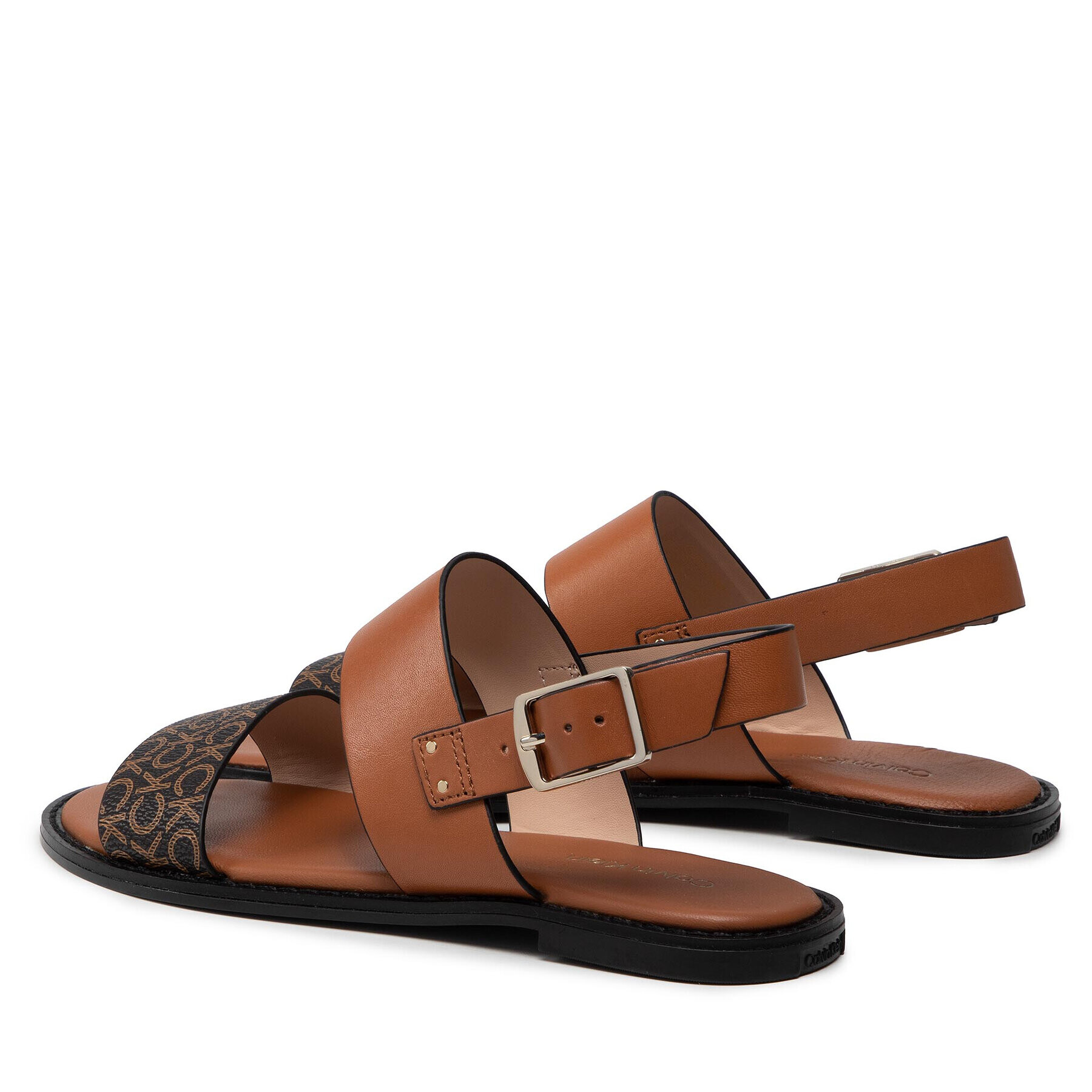 Calvin Klein Sandále Alomnd Flat Sandal Mono Mix HW0HW00821 Hnedá - Pepit.sk