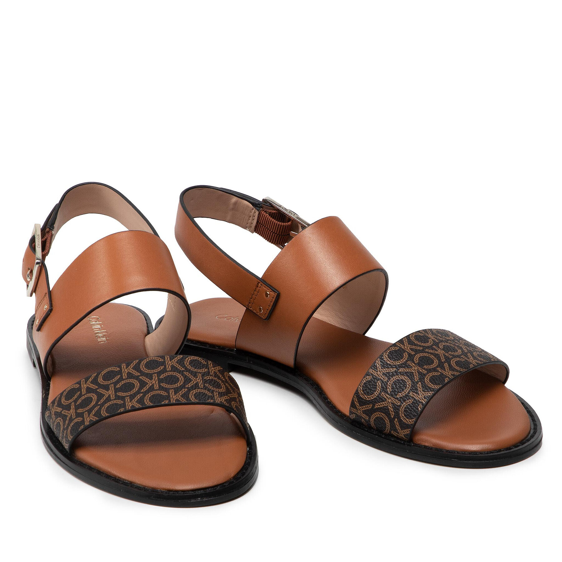 Calvin Klein Sandále Alomnd Flat Sandal Mono Mix HW0HW00821 Hnedá - Pepit.sk