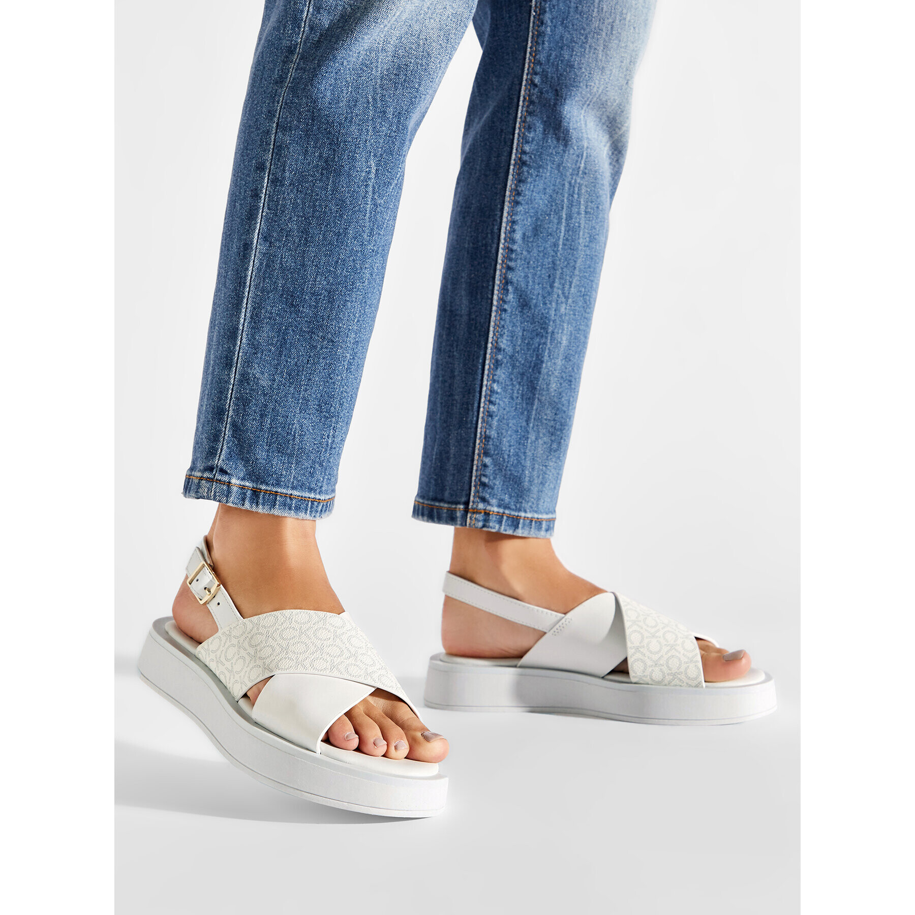 Calvin Klein Sandále Flatform Sanl Moni Mix HW0HW01138 Biela - Pepit.sk