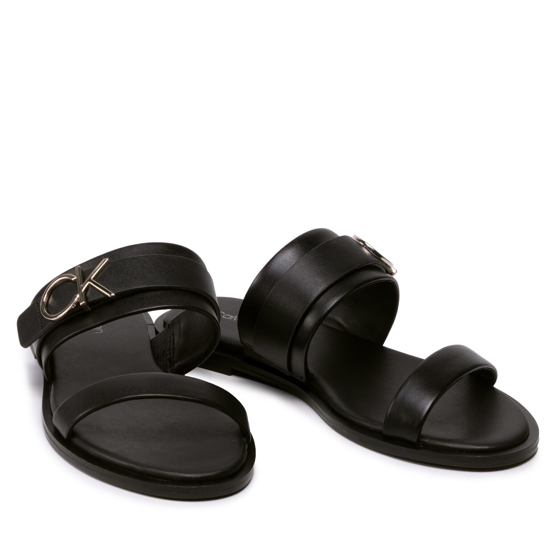 Calvin Klein Šľapky Almond Flat Slide W/Hdw HW0HW00679 Čierna - Pepit.sk