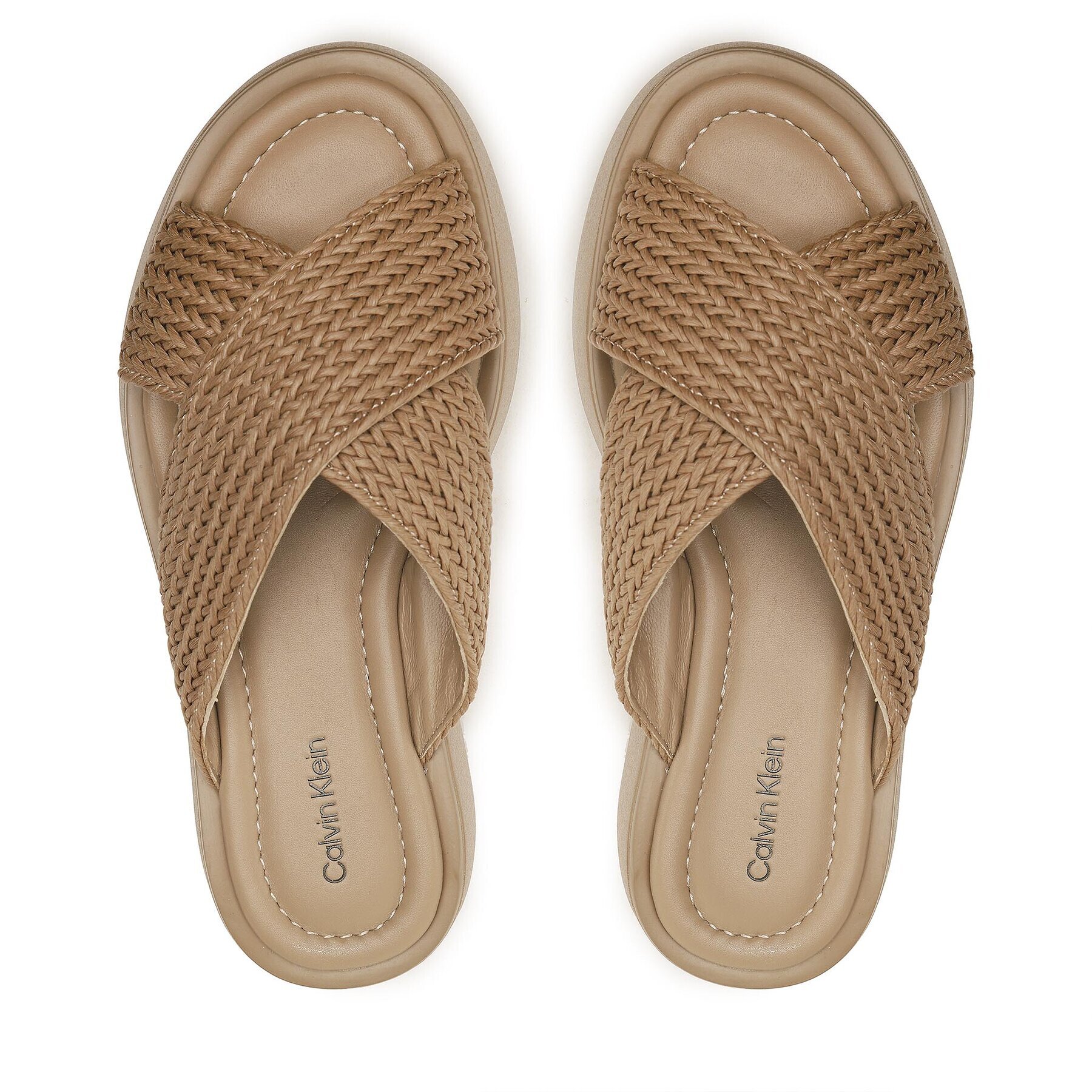 Calvin Klein Šľapky Bubble Slide-Woven HW0HW01468 Hnedá - Pepit.sk