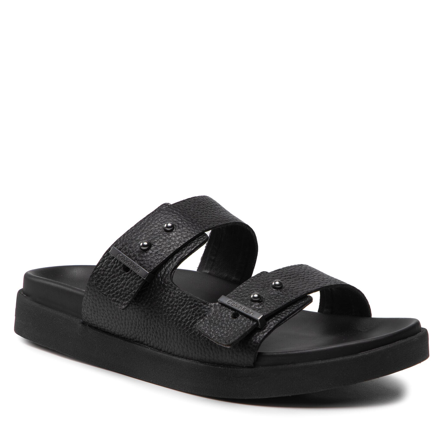 Calvin Klein Šľapky Double Strap Sandal Lth HM0HM00467 Čierna - Pepit.sk