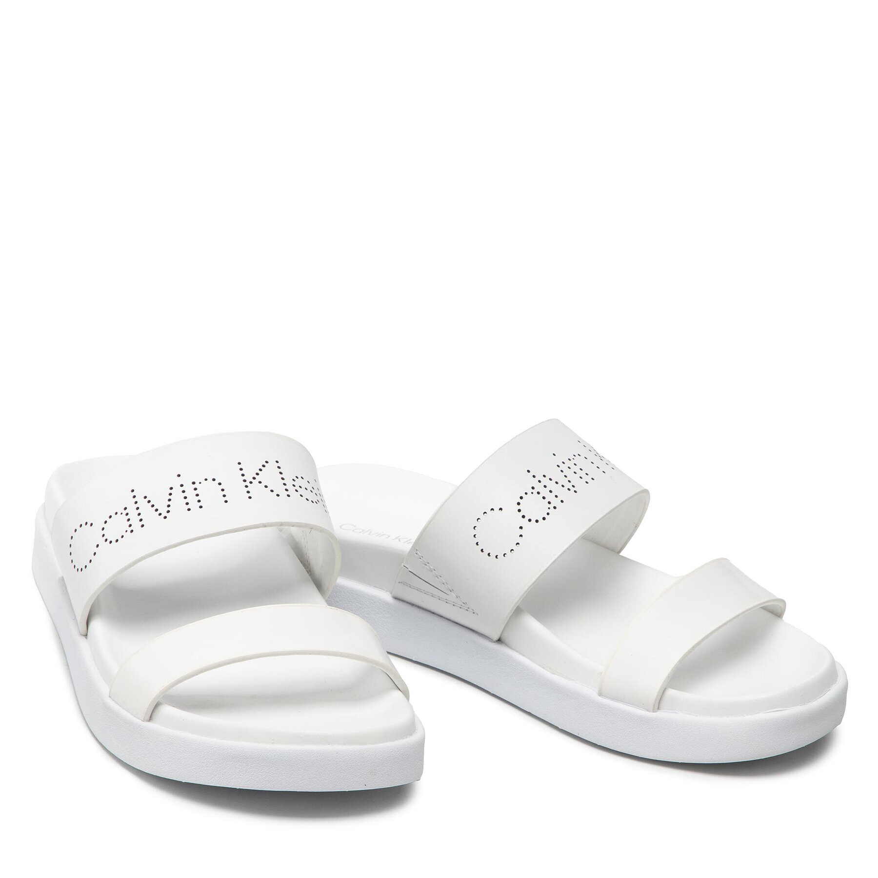 Calvin Klein Šľapky Ergonomic Slide Perf/Patent HW0HW00685 Biela - Pepit.sk