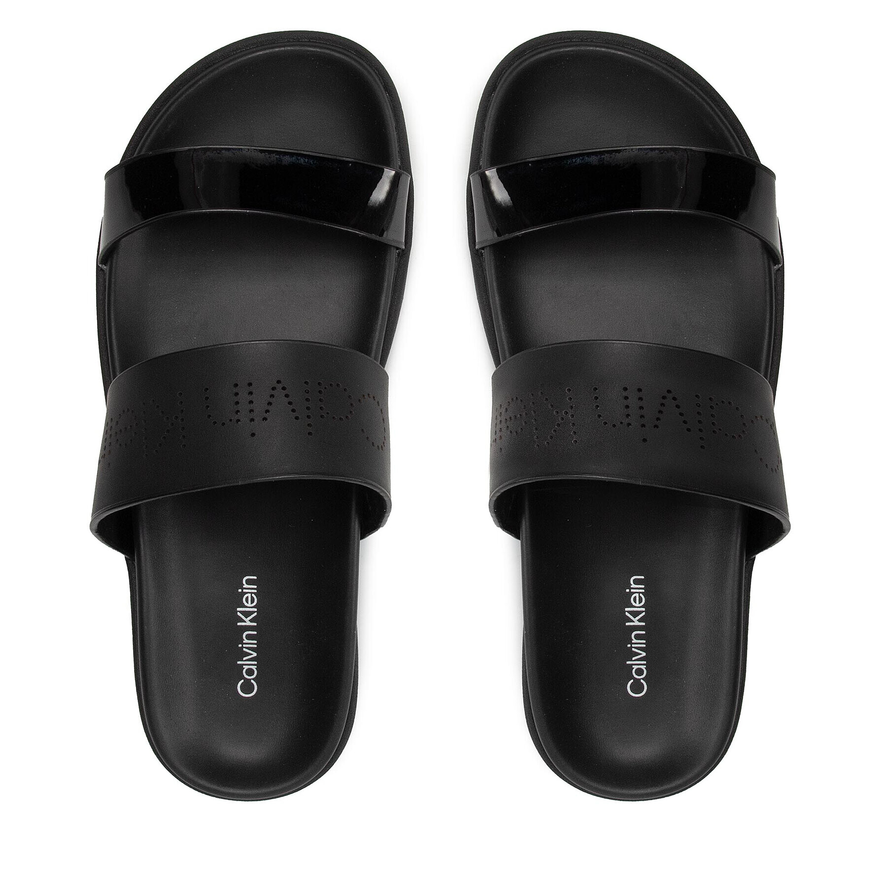 Calvin Klein Šľapky Ergonomic Slide Perf/Patent HW0HW00685 Čierna - Pepit.sk