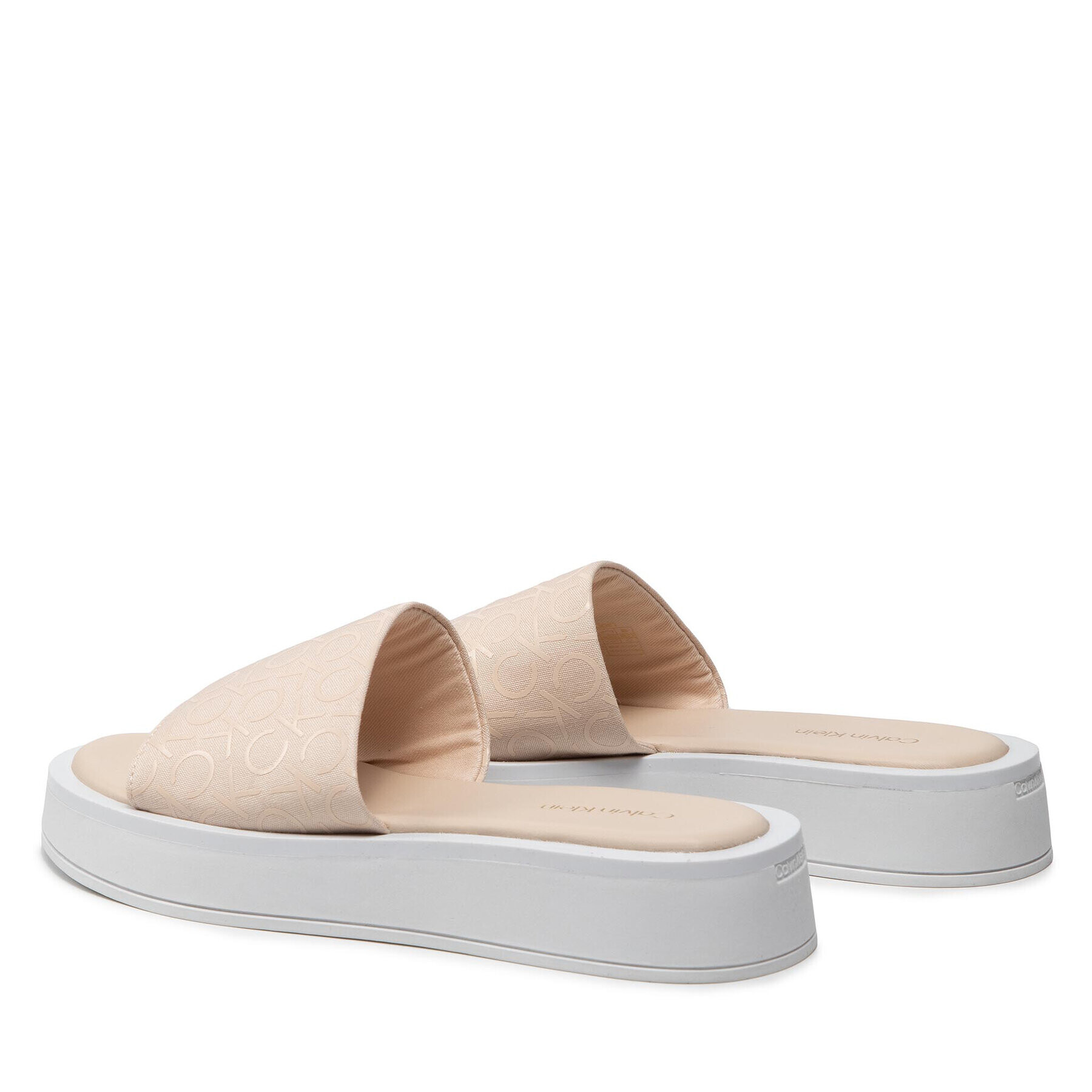 Calvin Klein Šľapky Flatform Slide - Canv Mono HW0HW00893 Béžová - Pepit.sk