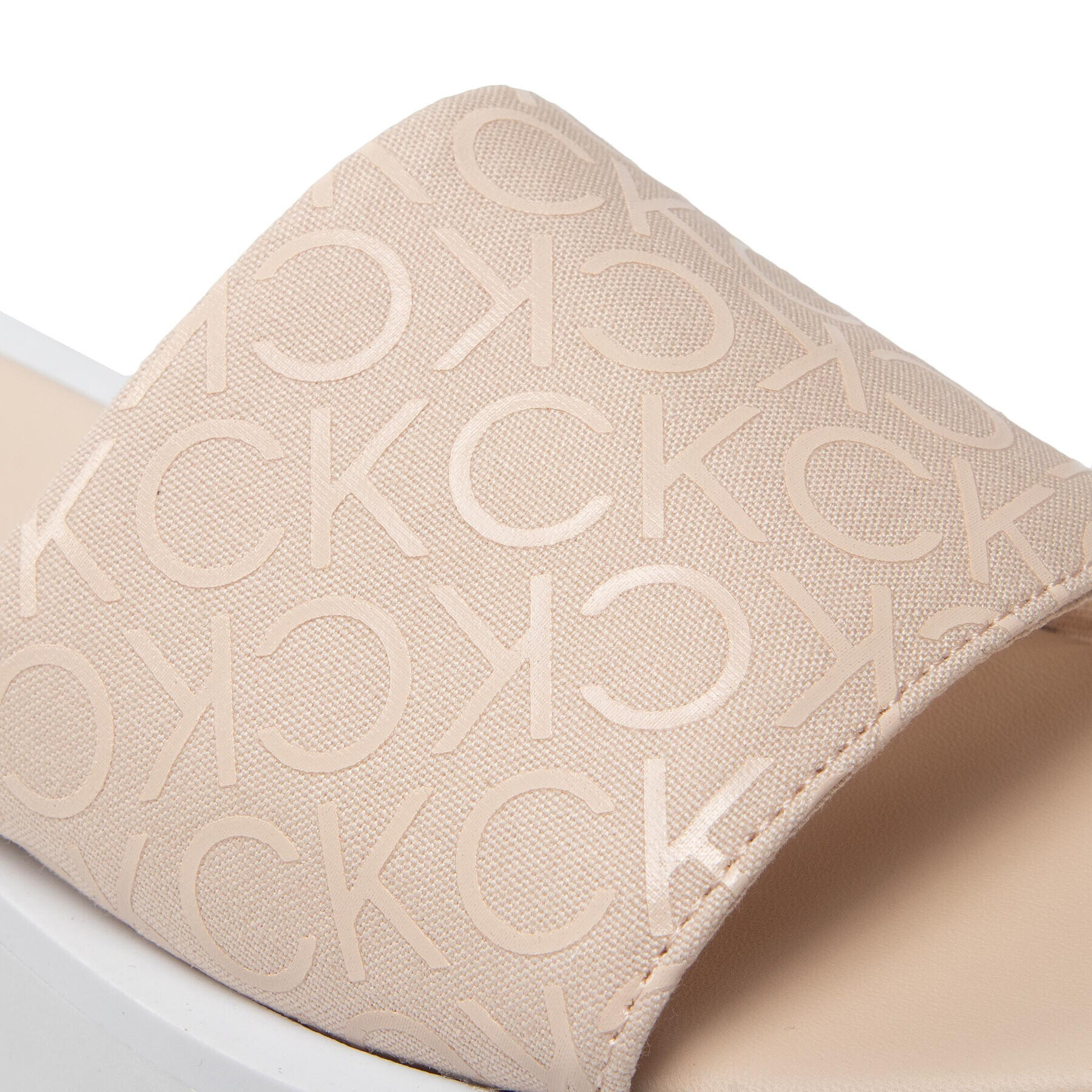 Calvin Klein Šľapky Flatform Slide - Canv Mono HW0HW00893 Béžová - Pepit.sk