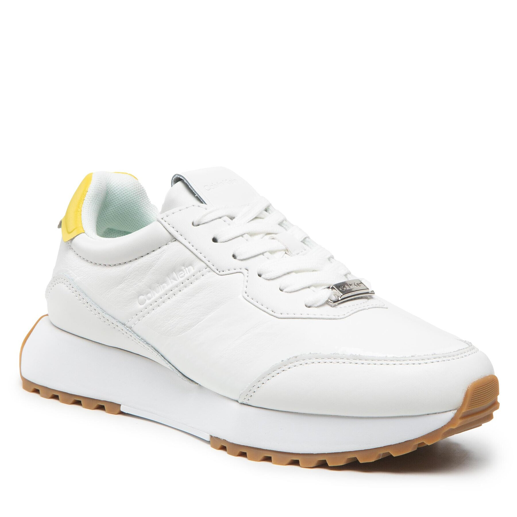 Calvin Klein Sneakersy Asy Skived Runner Lace Up HW0HW01220 Biela - Pepit.sk