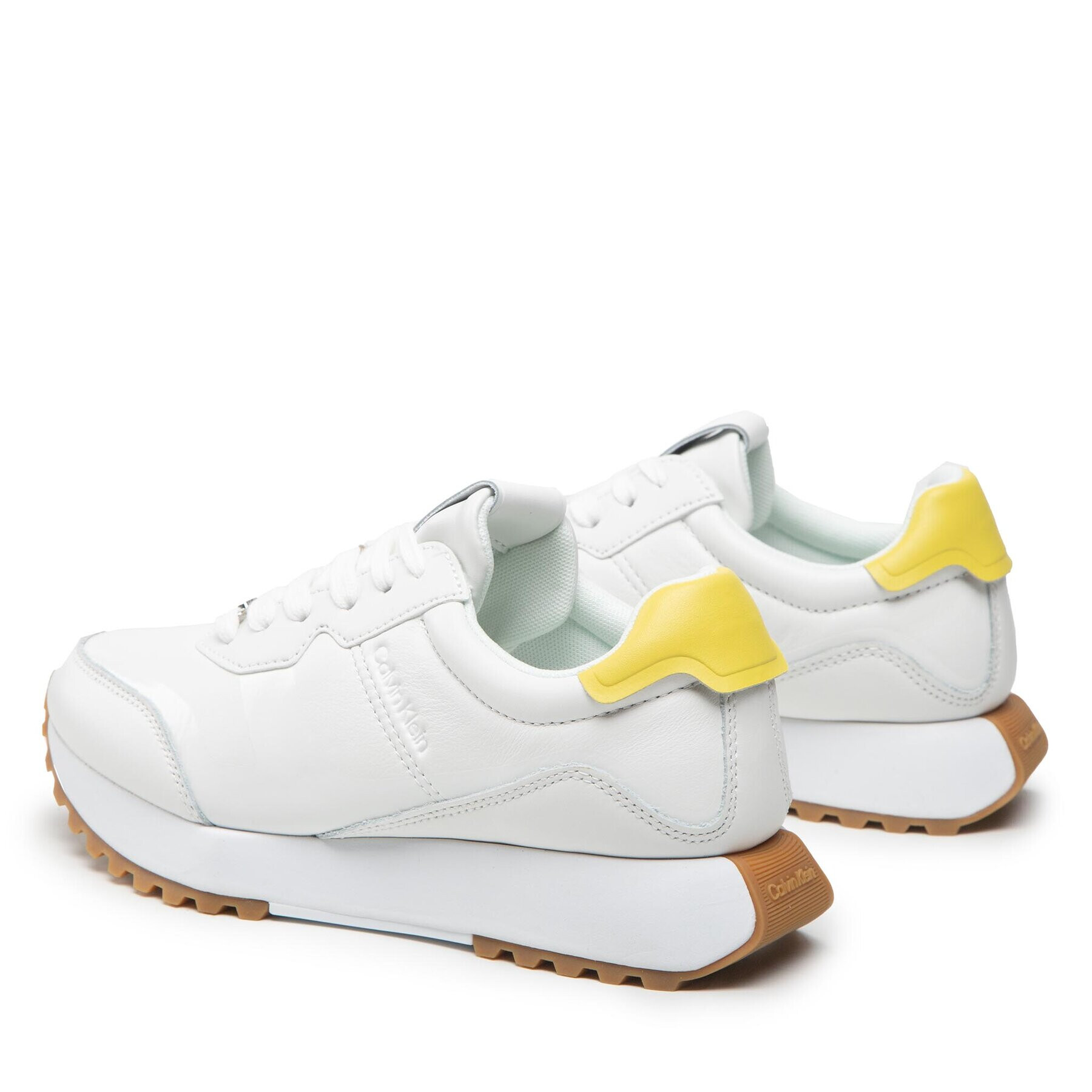 Calvin Klein Sneakersy Asy Skived Runner Lace Up HW0HW01220 Biela - Pepit.sk