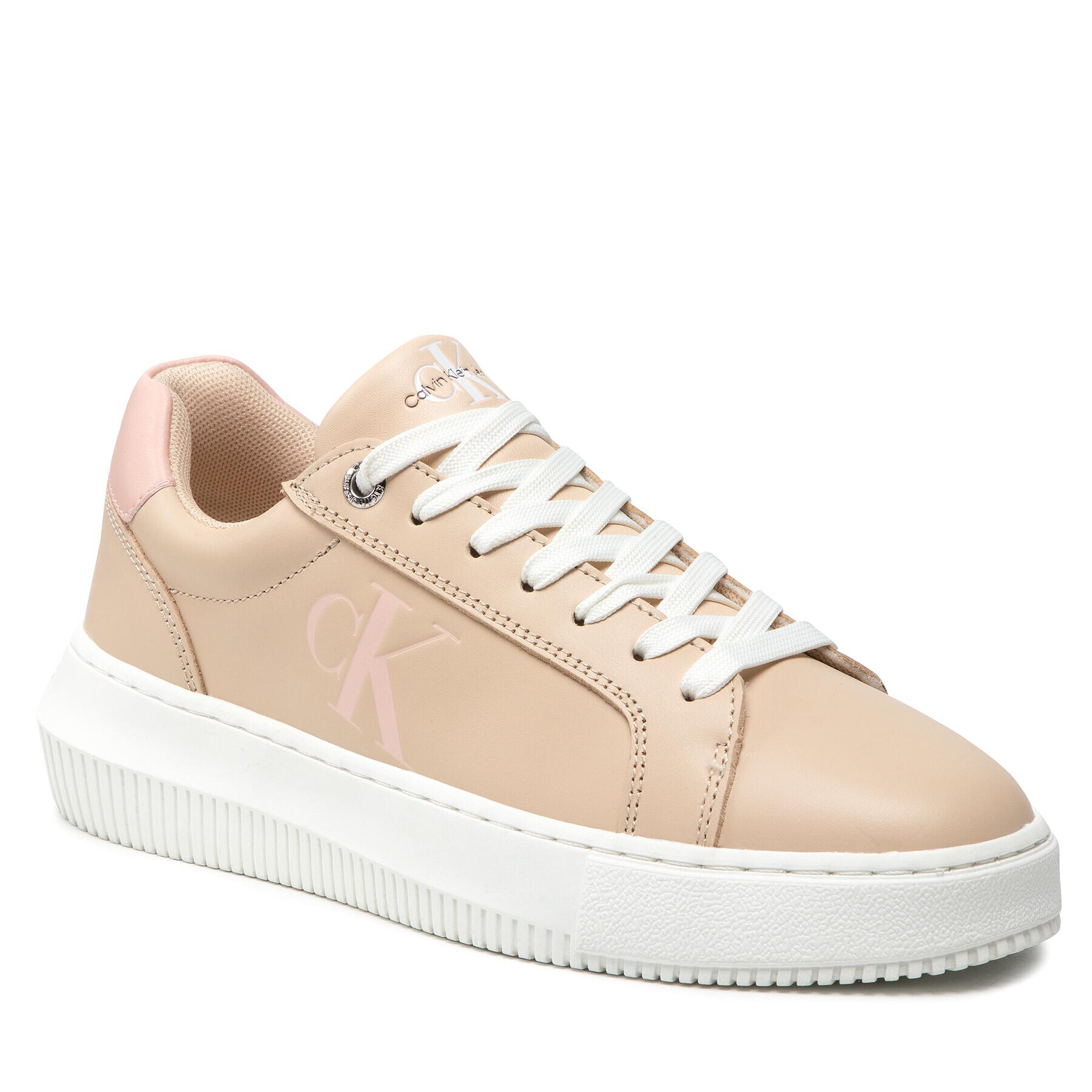 Calvin Klein Sneakersy Chunky Cupsole Laceup Low Ess YW0YW00807 Béžová - Pepit.sk