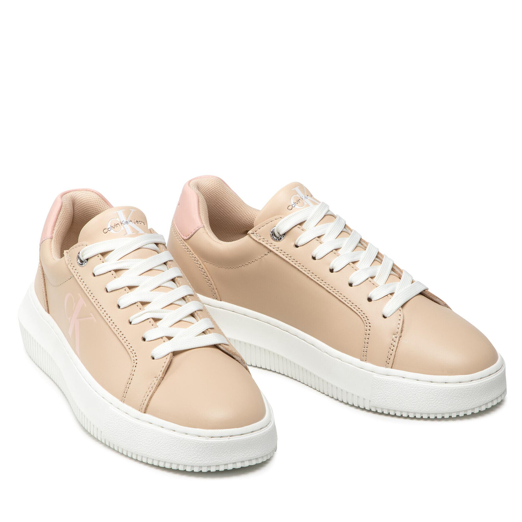 Calvin Klein Sneakersy Chunky Cupsole Laceup Low Ess YW0YW00807 Béžová - Pepit.sk