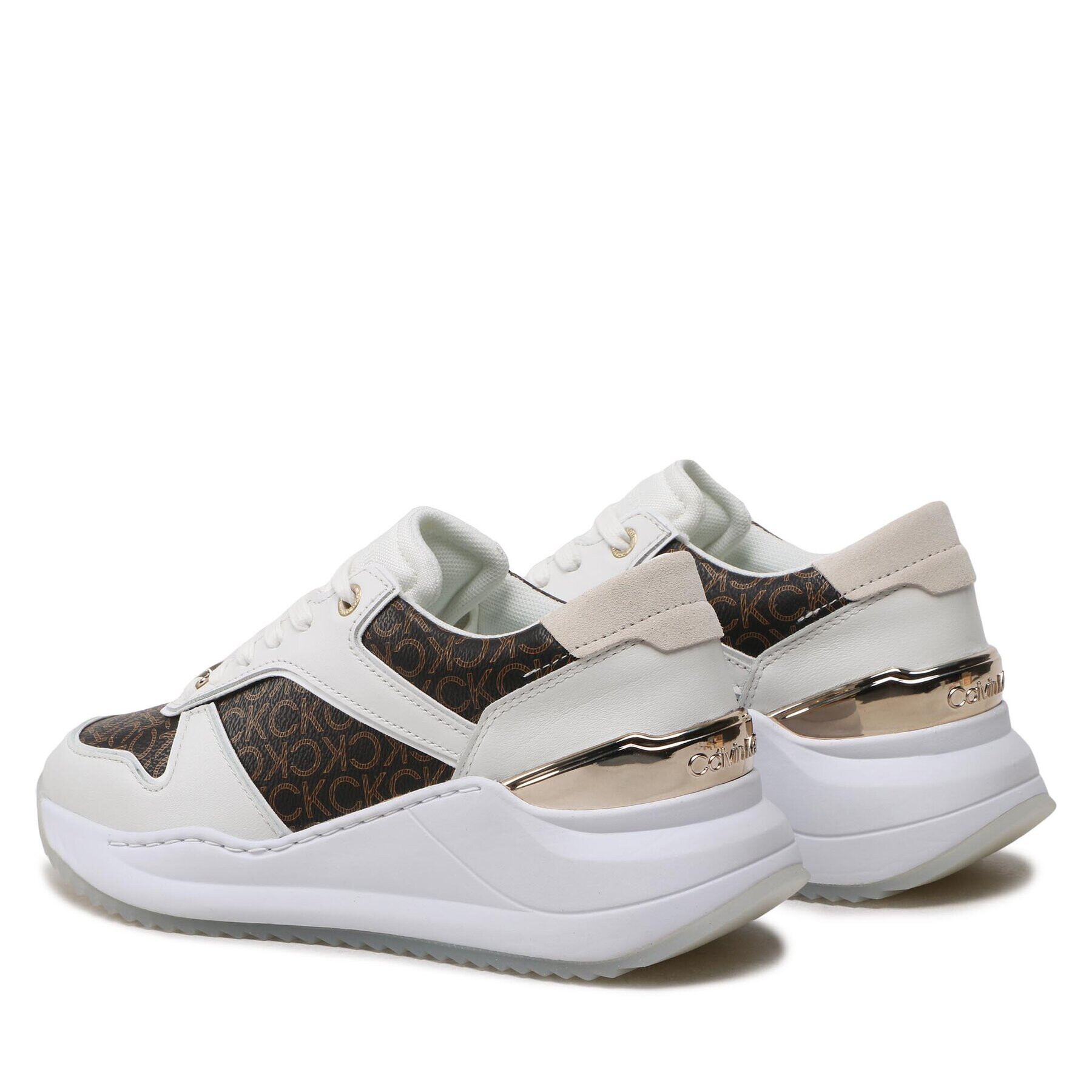 Calvin Klein Sneakersy Chunky Intern Wedge Lace Up-Mono HW0HW01439 Biela - Pepit.sk