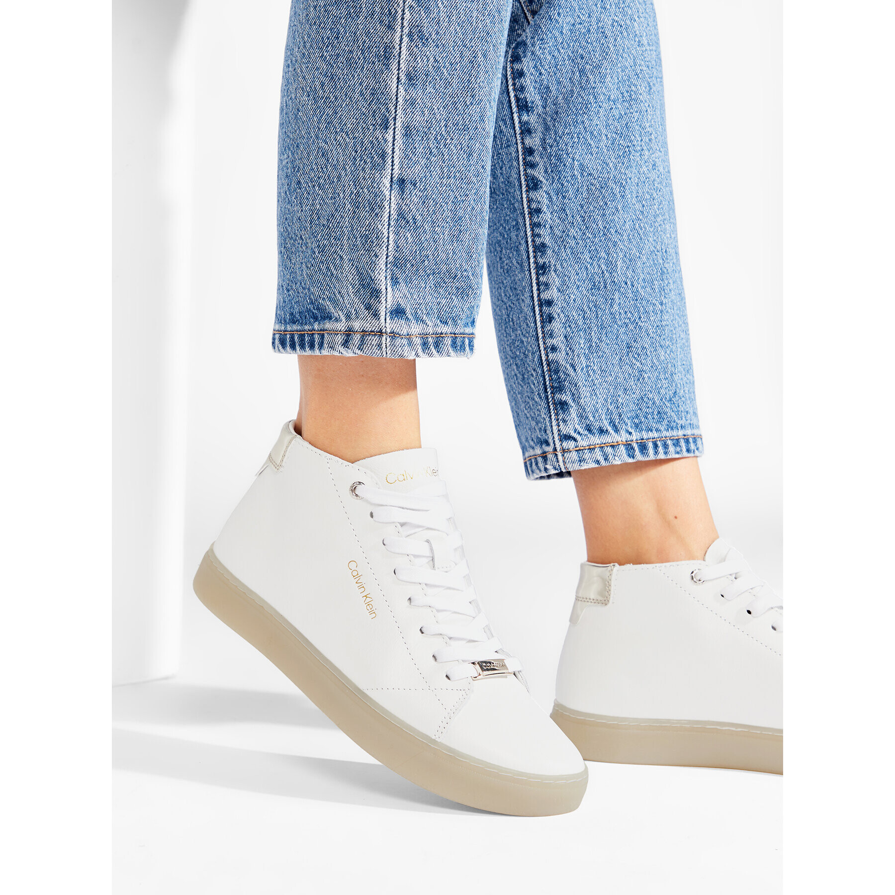 Calvin Klein Sneakersy Cupsole Unlined High Top-Lth HW0HW01052 Biela - Pepit.sk