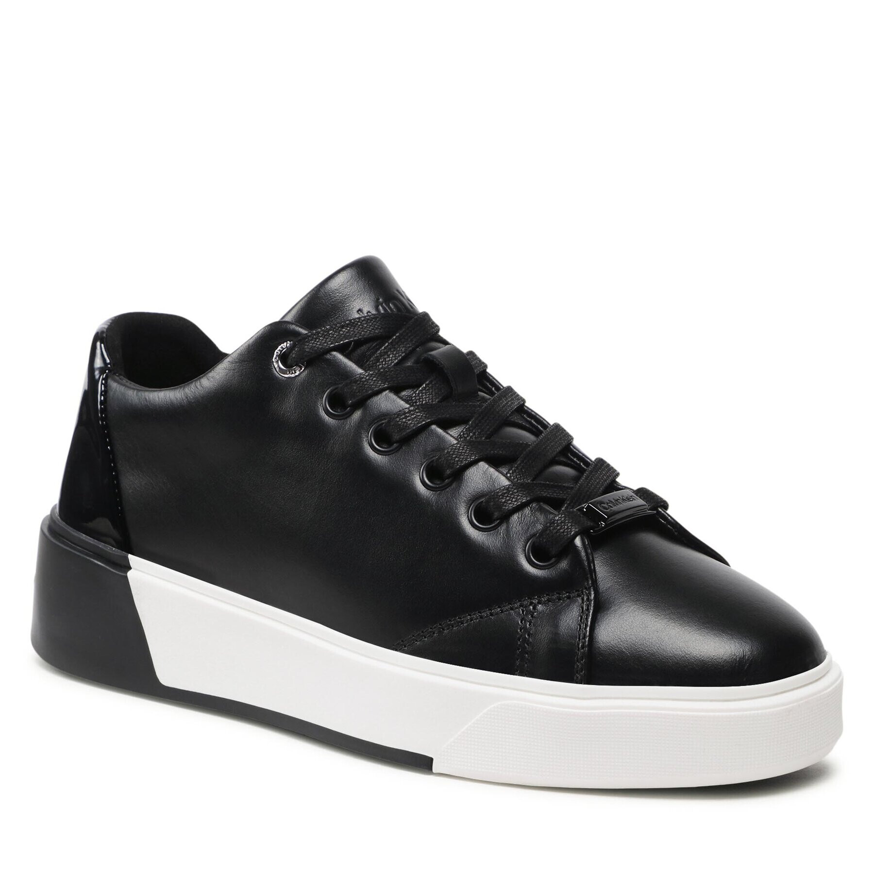 Calvin Klein Sneakersy Heel Cupsole Lace Up-Lth Mix HW0HW01209 Čierna - Pepit.sk