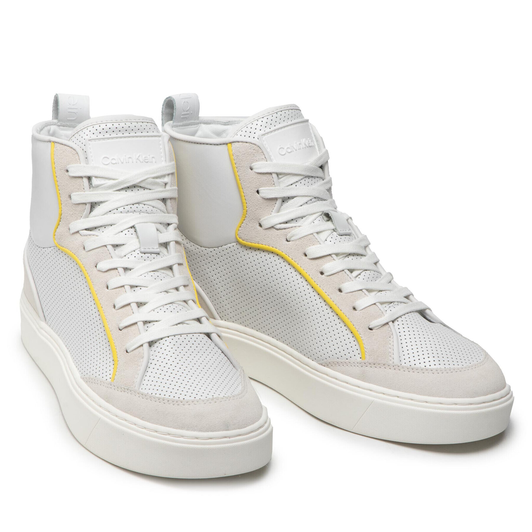 Calvin Klein Sneakersy High Top Lace Up Perf HM0HM00338 Biela - Pepit.sk