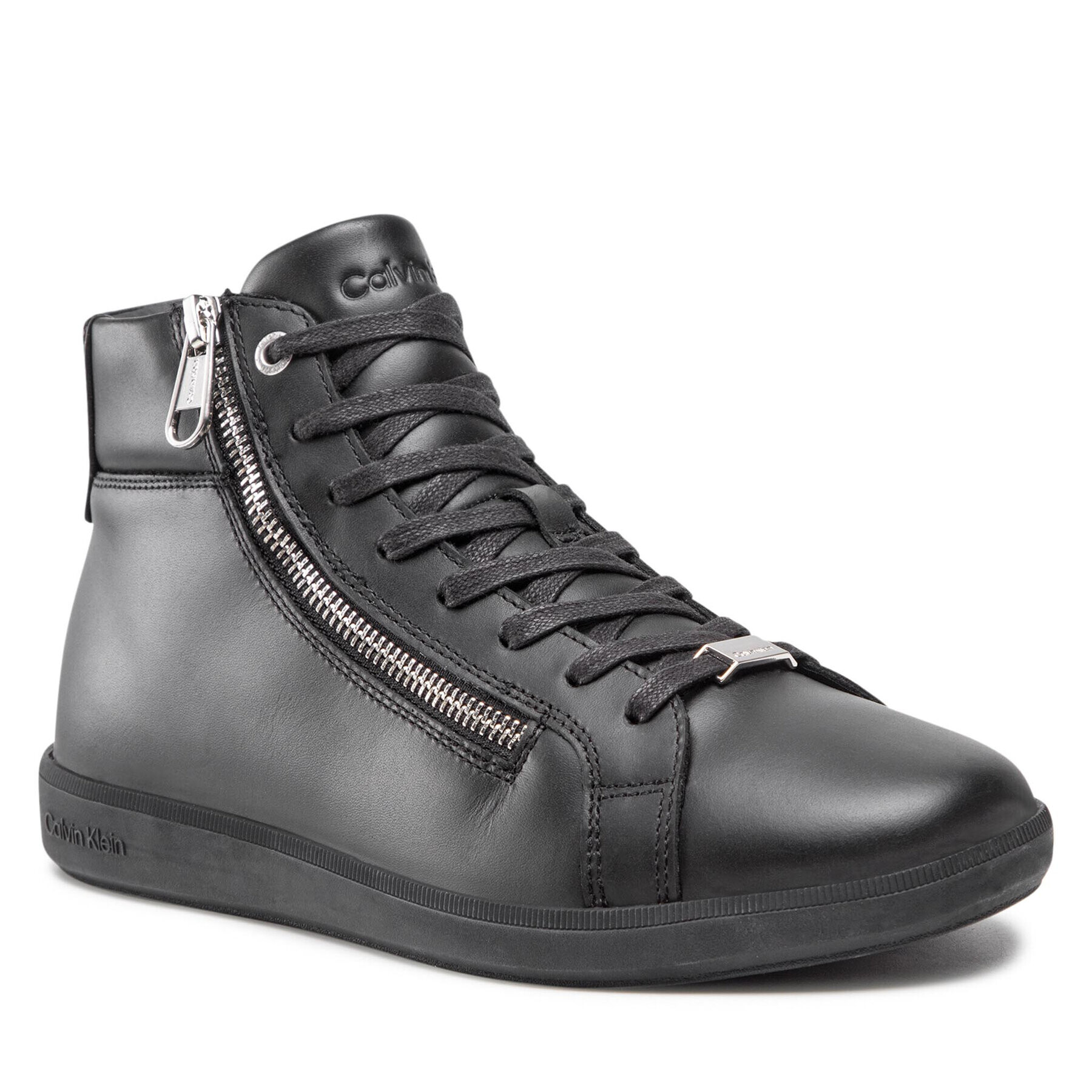 Calvin Klein Sneakersy High Top Lace Up W/Zip HM0HM00509 Čierna - Pepit.sk