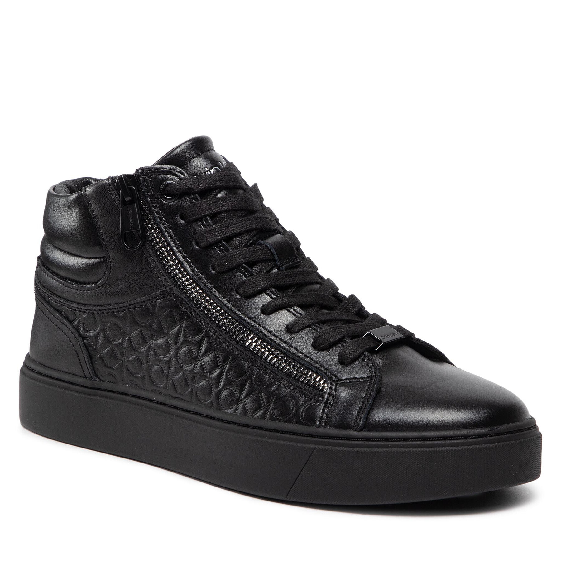 Calvin Klein Sneakersy High Top Lace Up W/Zip Mono HM0HM00283 Čierna - Pepit.sk