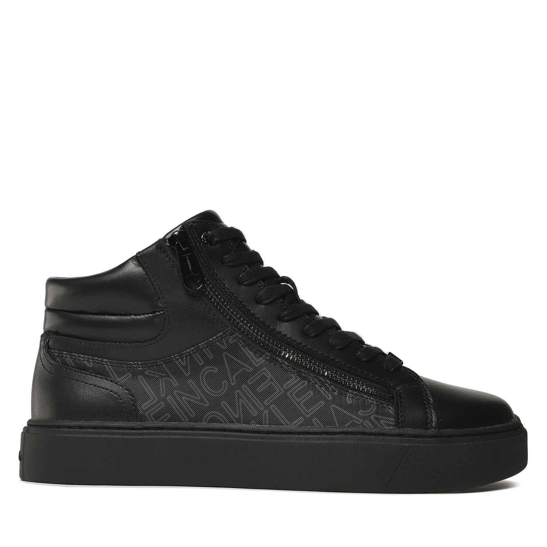 Calvin Klein Sneakersy High Top Lace Up W/Zip Mono HM0HM01046 Čierna - Pepit.sk