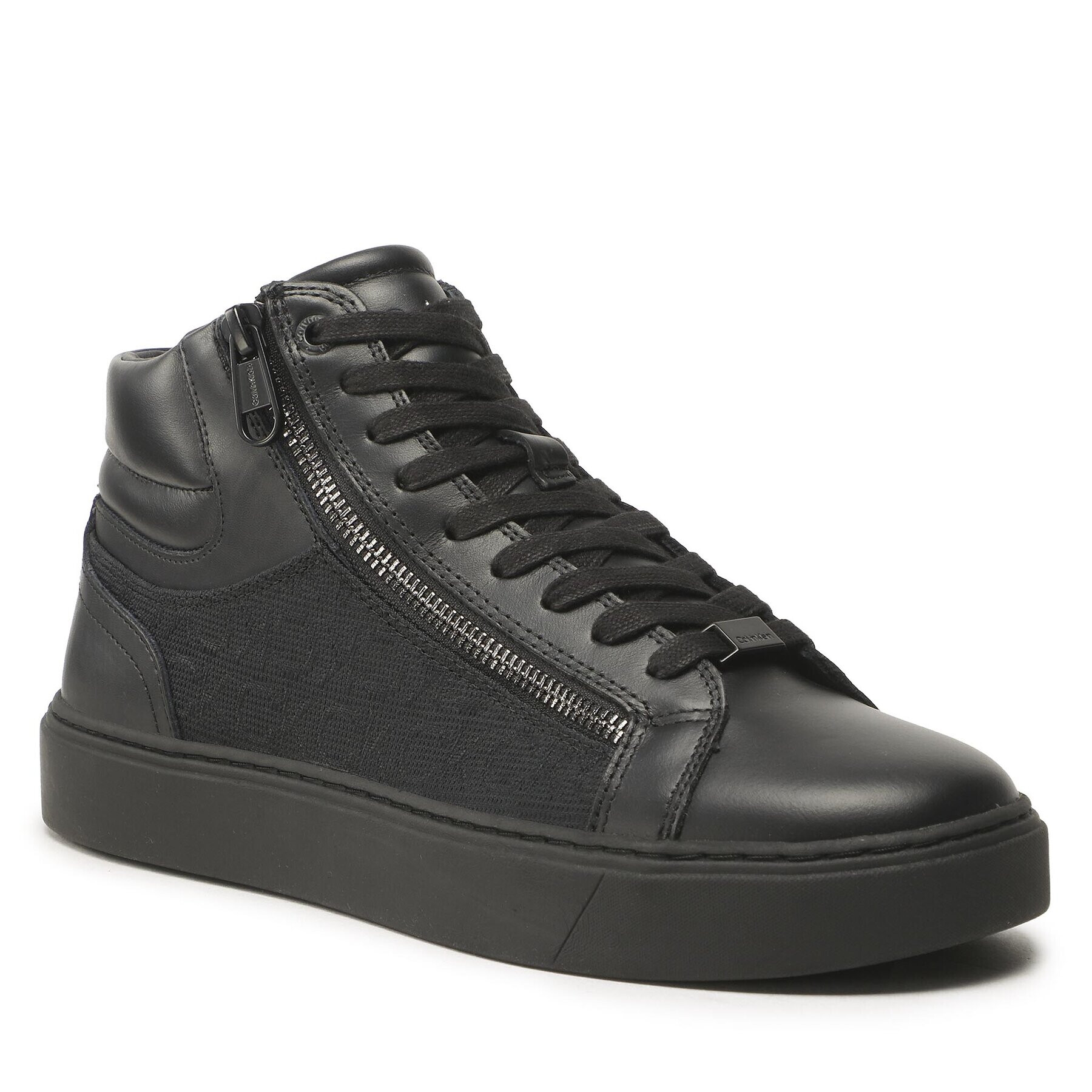 Calvin Klein Sneakersy High Top Lace Up W/Zip Mono Jq HM0HM01014 Čierna - Pepit.sk