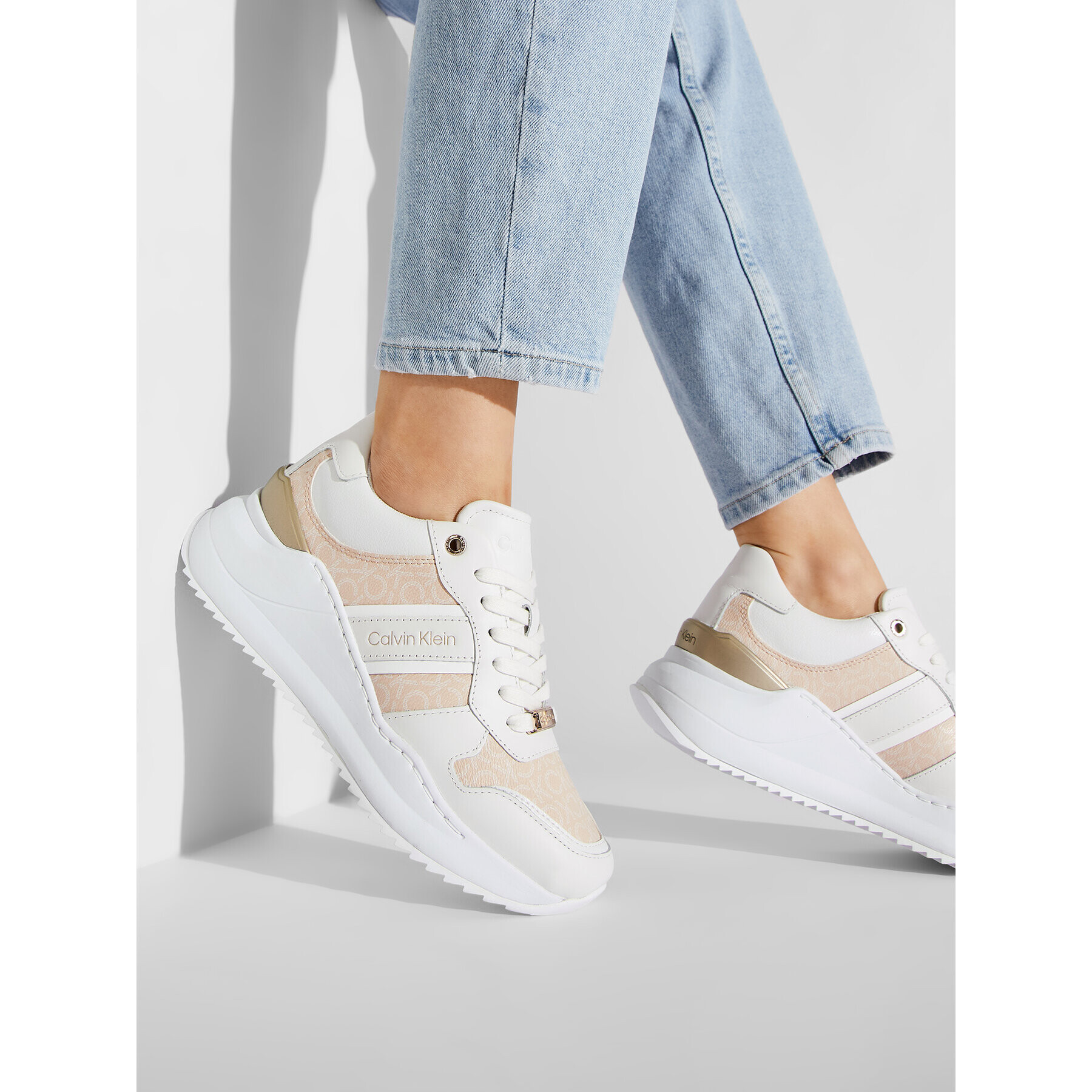 Calvin Klein Sneakersy Internal Wedge Lace Up HW0HW00816 Biela - Pepit.sk