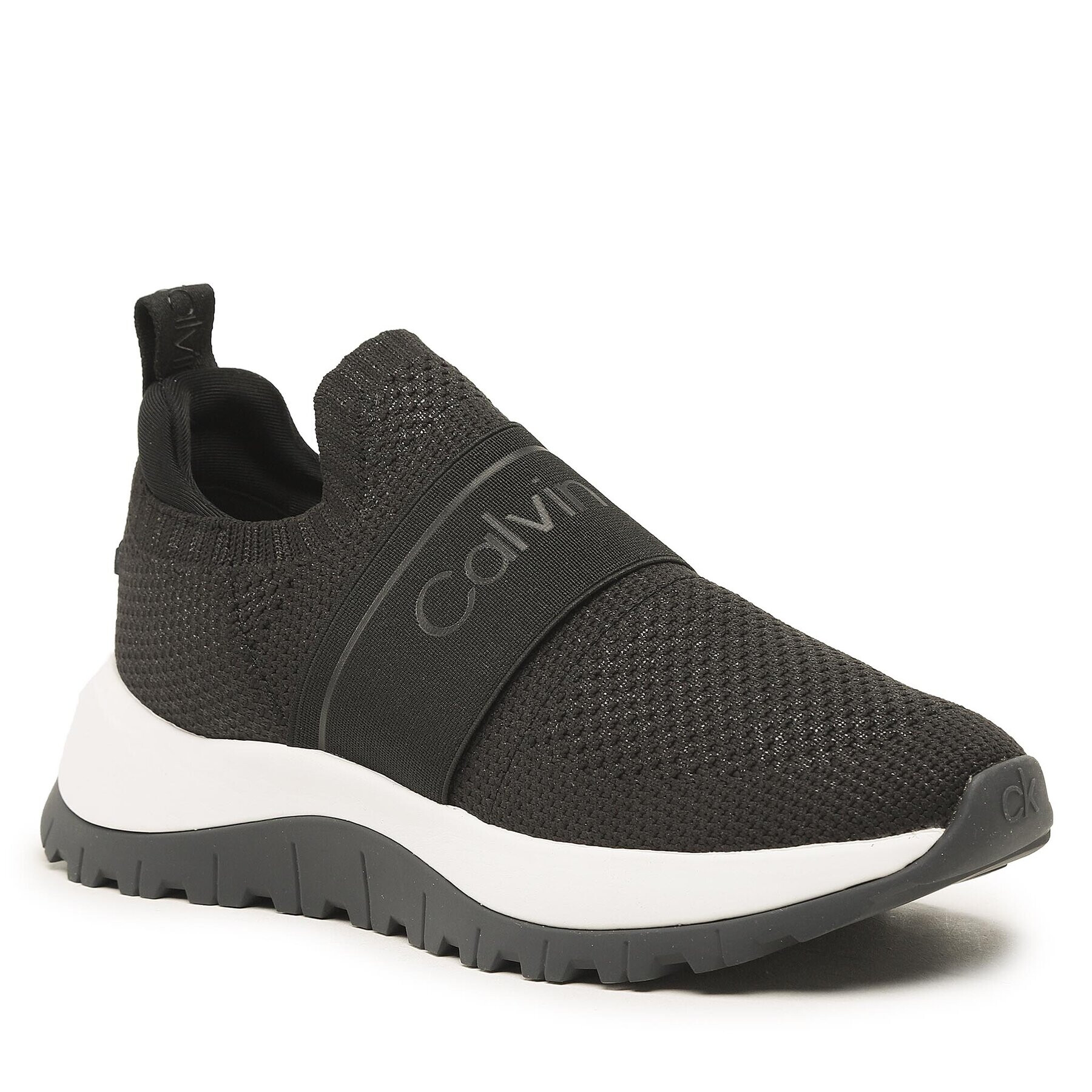 Calvin Klein Sneakersy Knit Runner Slip On HW0HW01443 Čierna - Pepit.sk