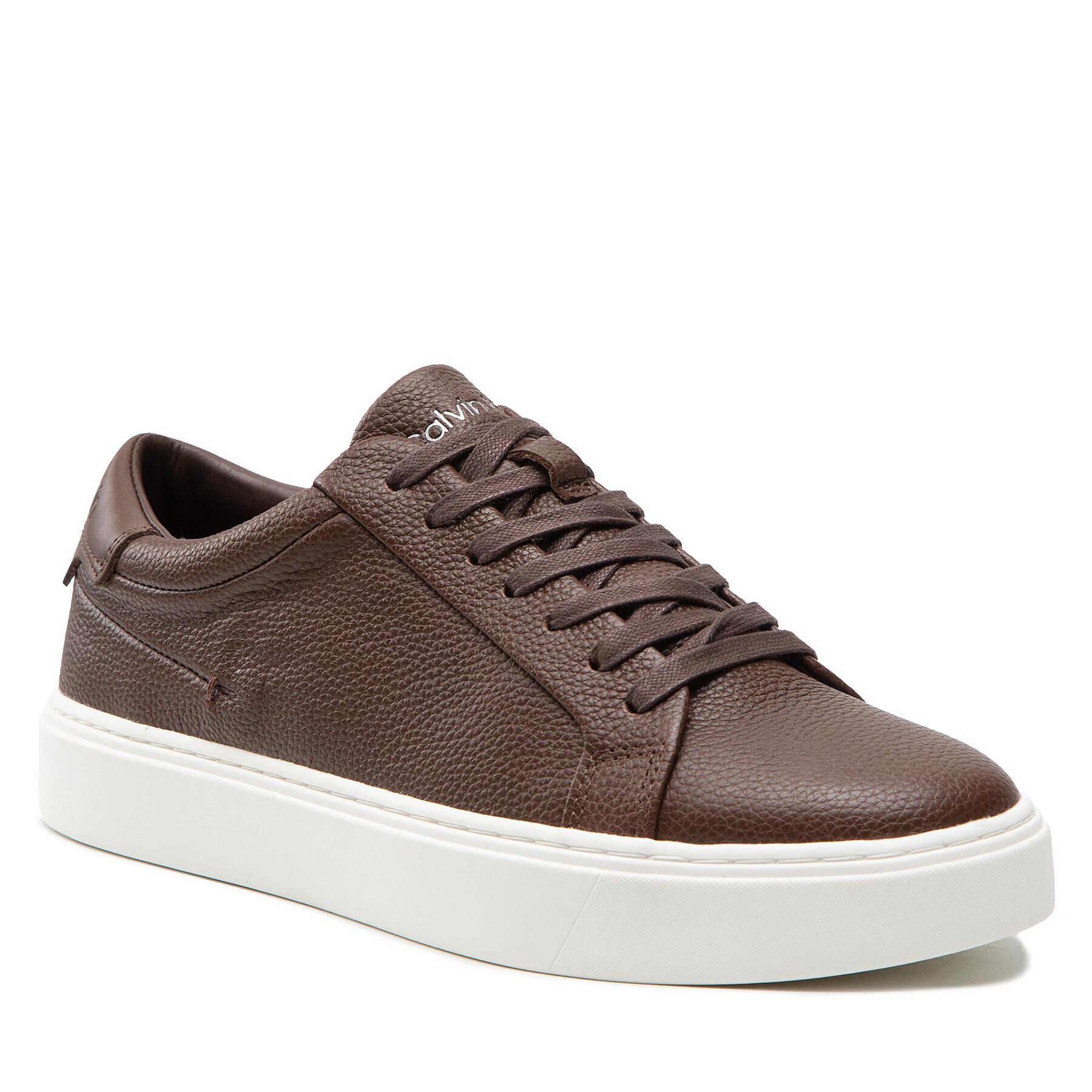 Calvin Klein Sneakersy Low Top Lace Up Lth HM0HM00742 Hnedá - Pepit.sk