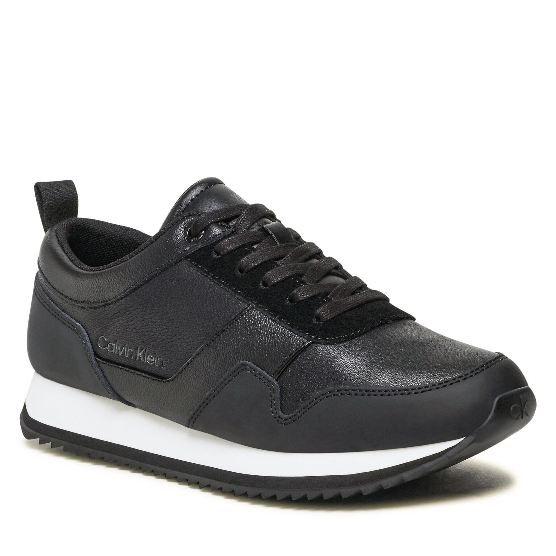 Calvin Klein Sneakersy Low Top Lace Up Lth HM0HM00998 Čierna - Pepit.sk