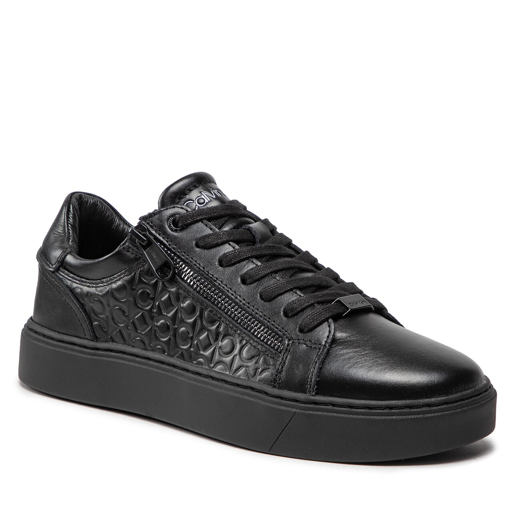 Calvin Klein Sneakersy Low Top Lace Up W/ Zip Mono HM0HM00282 Čierna - Pepit.sk