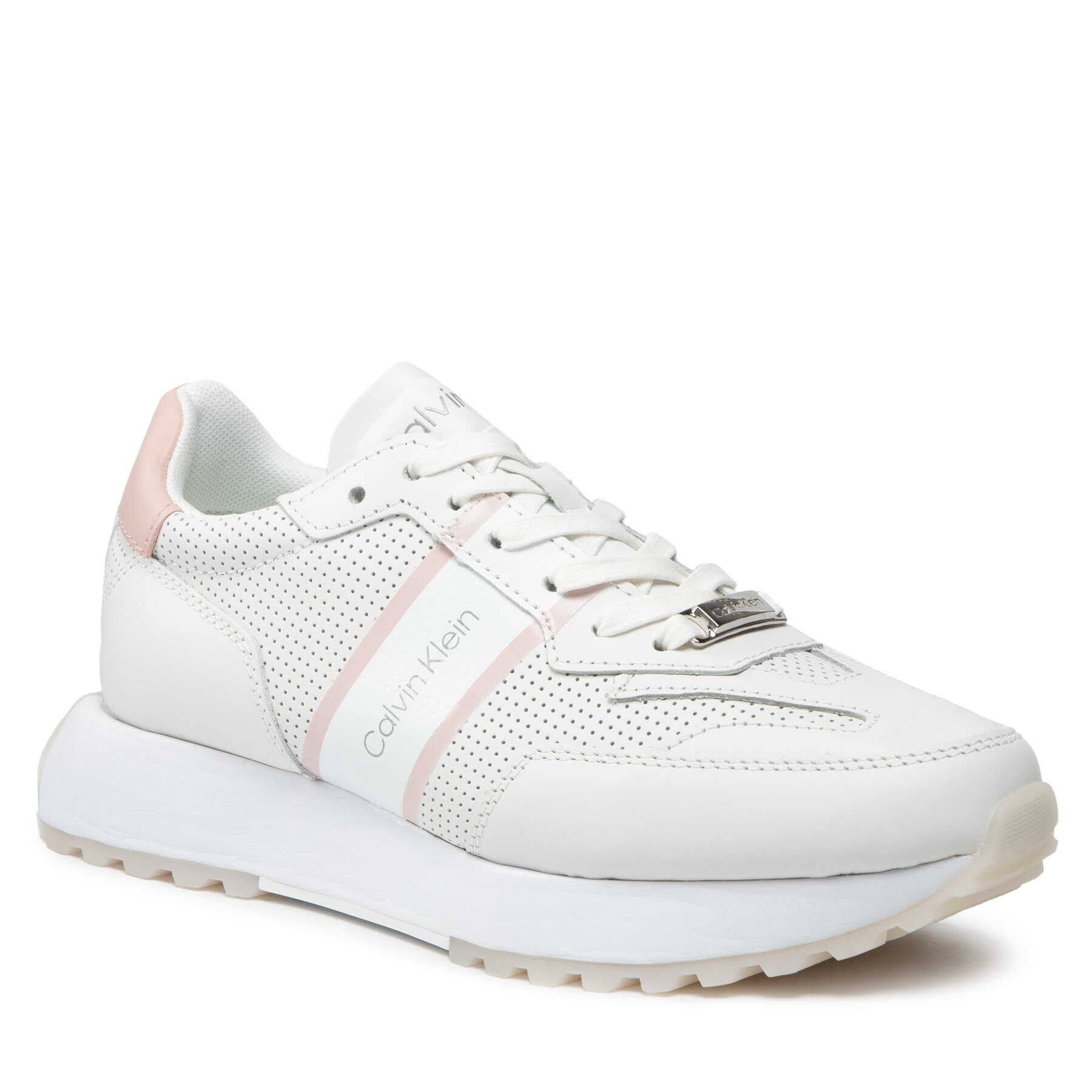 Calvin Klein Sneakersy Skived Runner Lac U-Per HW0HW00810 Biela - Pepit.sk