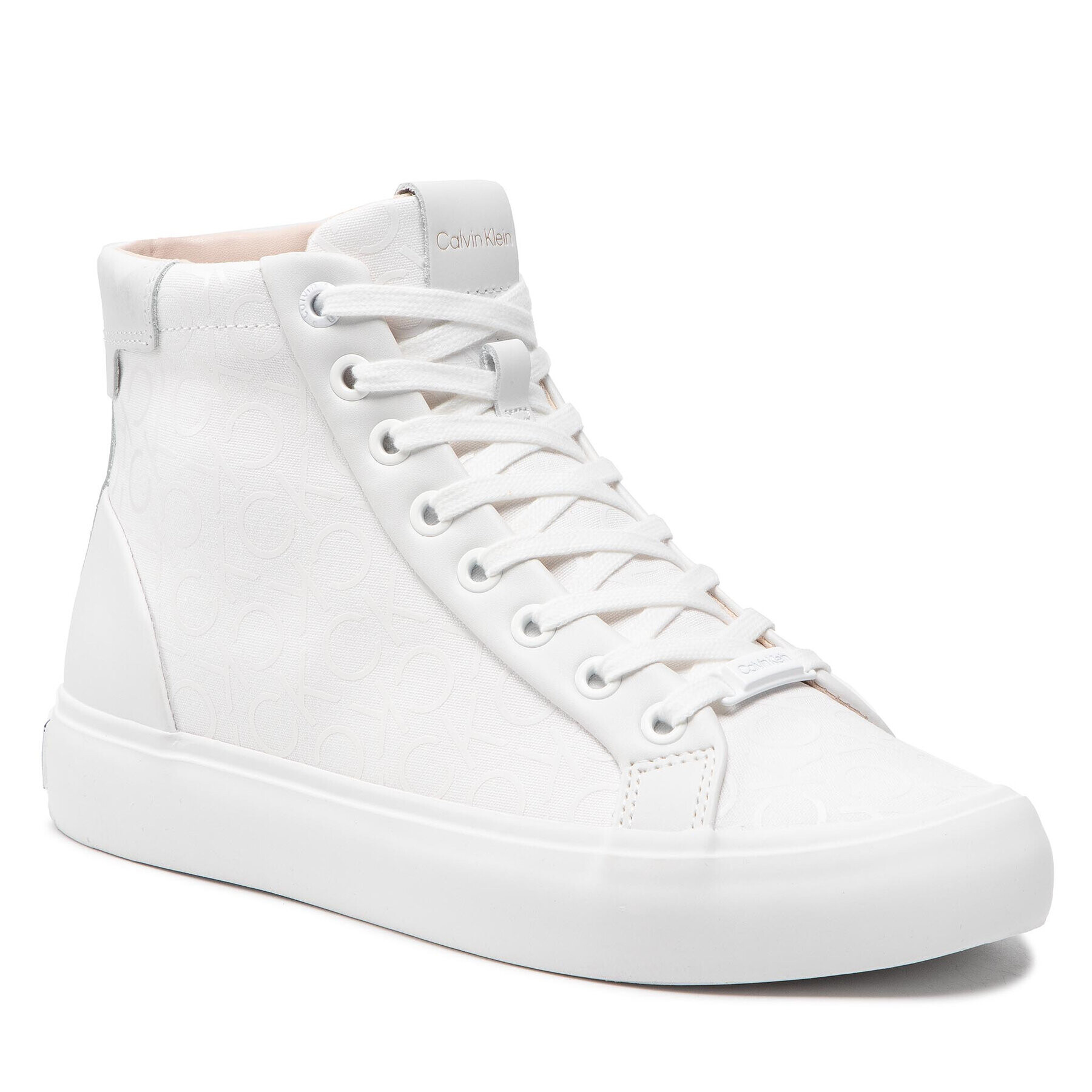 Calvin Klein Sneakersy Vulc High Top - Canvas Mono Pr HW0HW00798 Biela - Pepit.sk