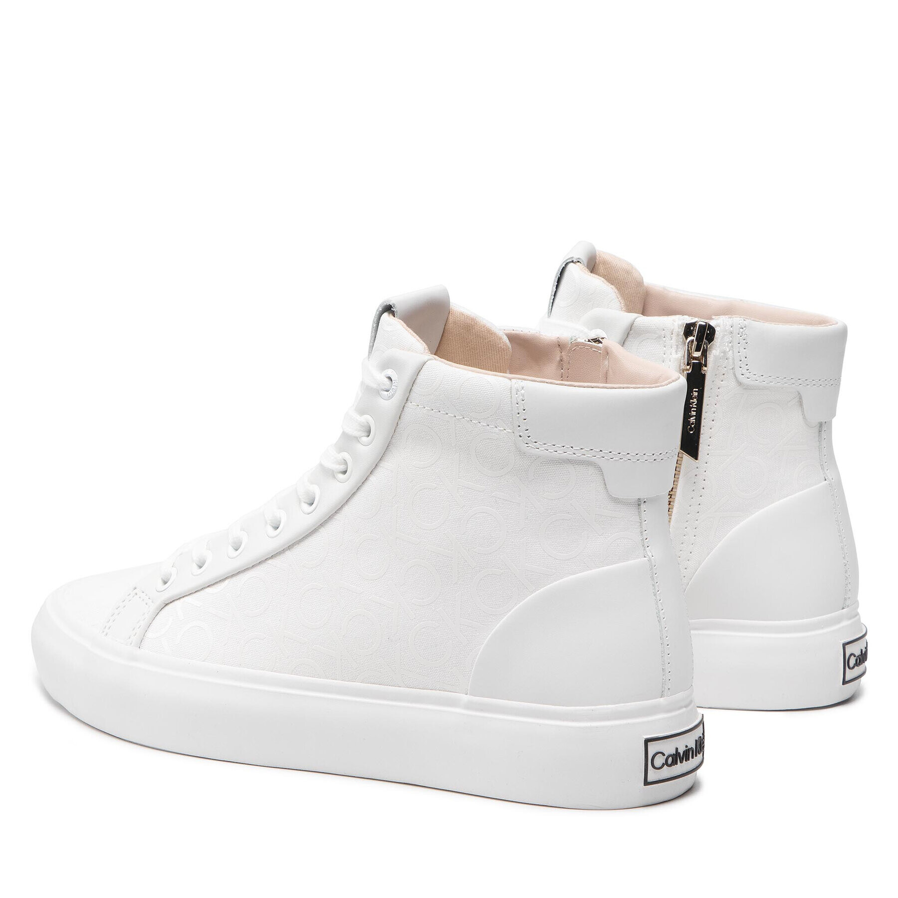 Calvin Klein Sneakersy Vulc High Top - Canvas Mono Pr HW0HW00798 Biela - Pepit.sk