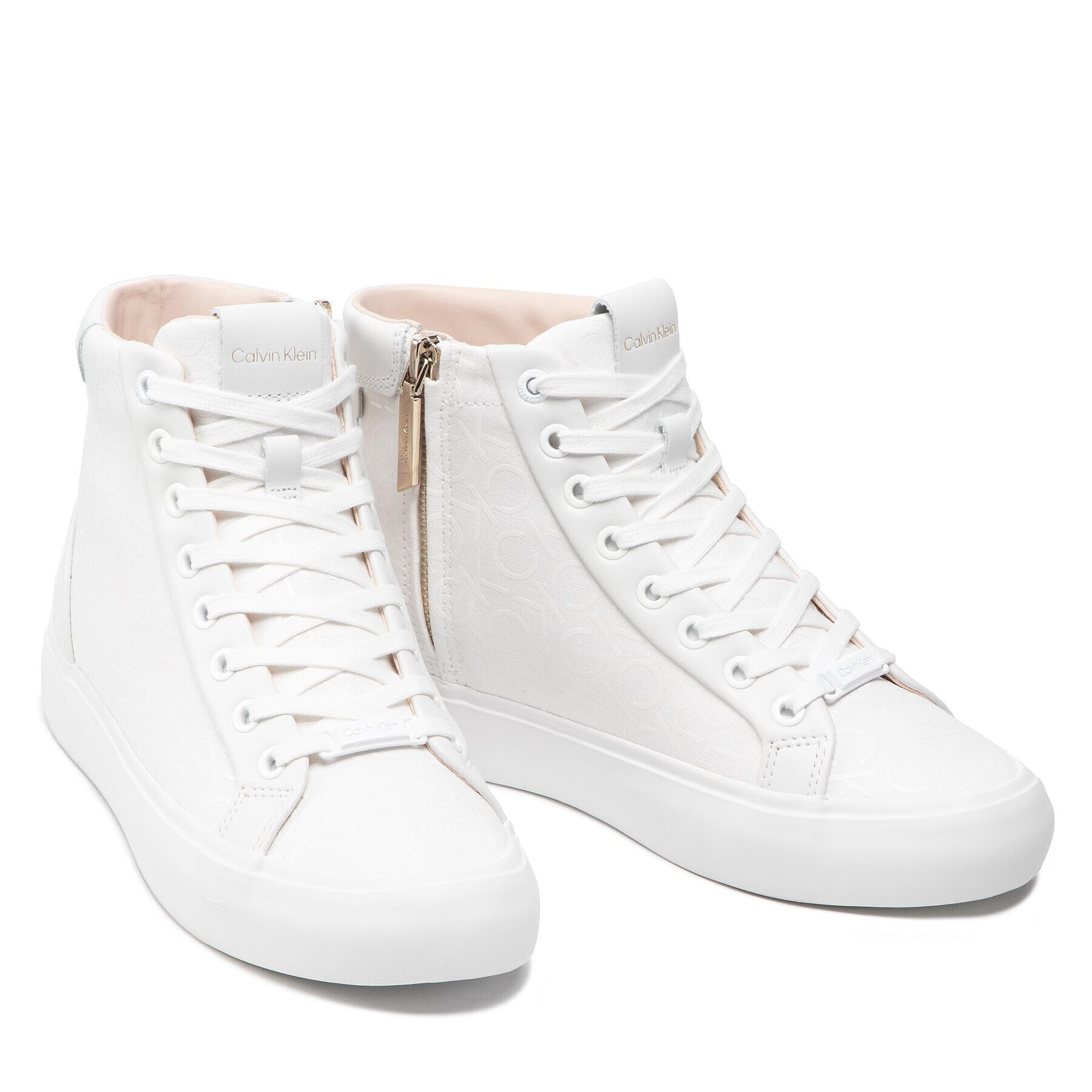 Calvin Klein Sneakersy Vulc High Top - Canvas Mono Pr HW0HW00798 Biela - Pepit.sk