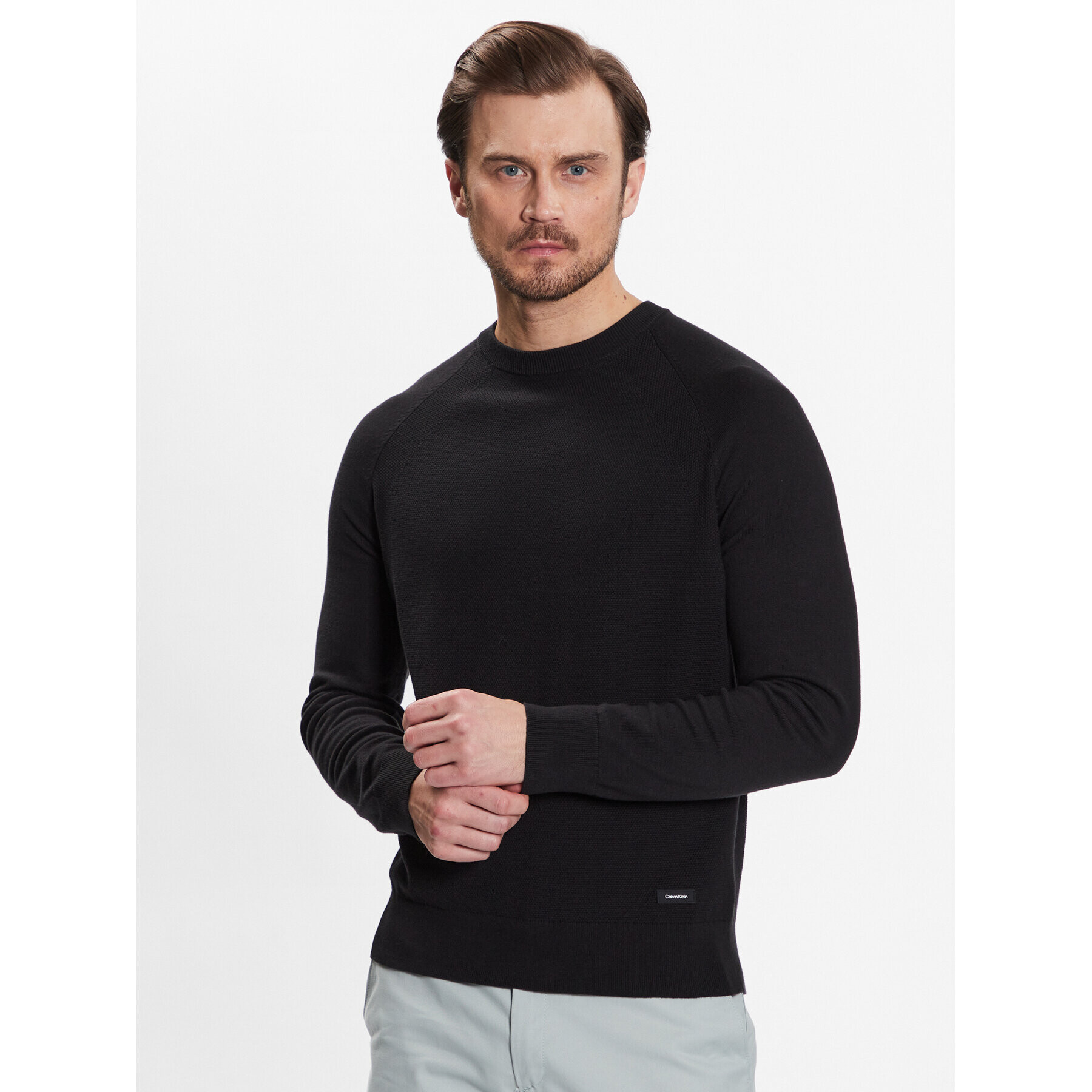 Calvin Klein Sveter Structure Cn Sweater K10K111012 Čierna Regular Fit - Pepit.sk