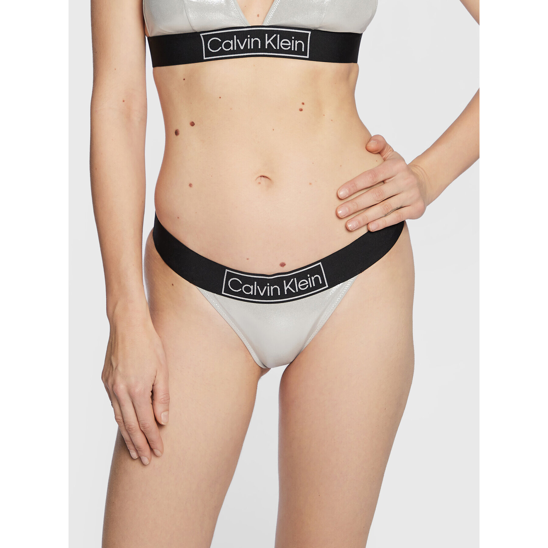 Calvin Klein Swimwear Spodný diel bikín KW0KW01950 Strieborná - Pepit.sk