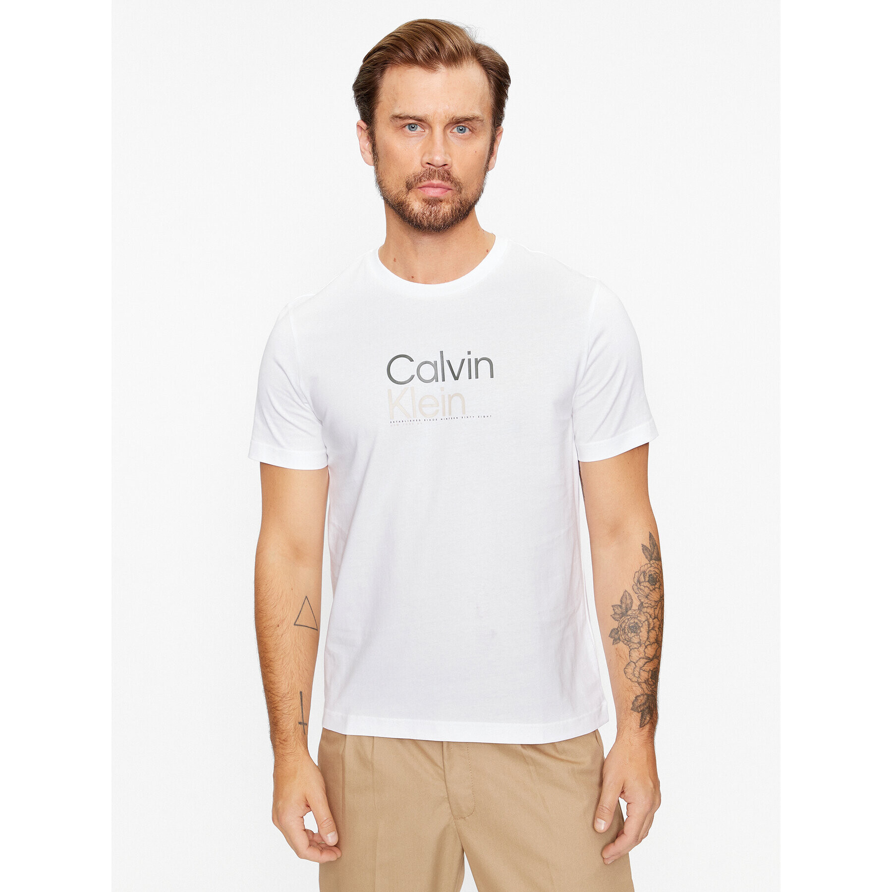 Calvin Klein Tričko K10K111841 Biela Regular Fit - Pepit.sk