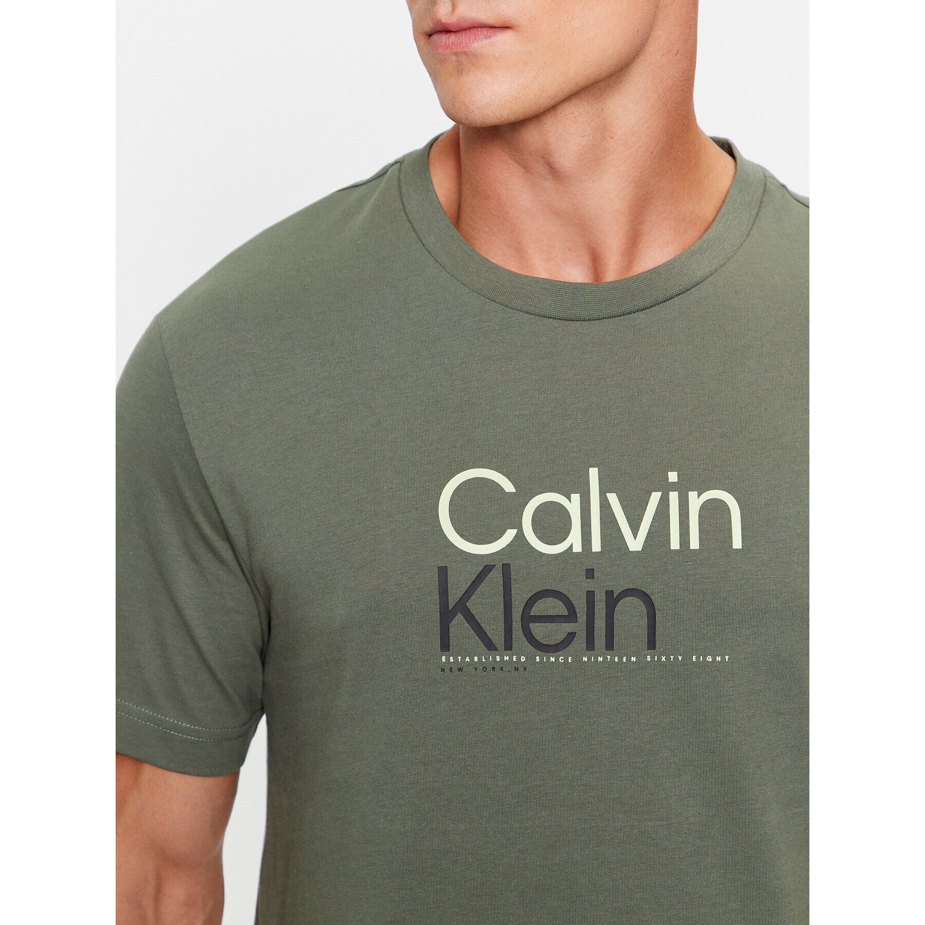 Calvin Klein Tričko K10K111841 Zelená Regular Fit - Pepit.sk