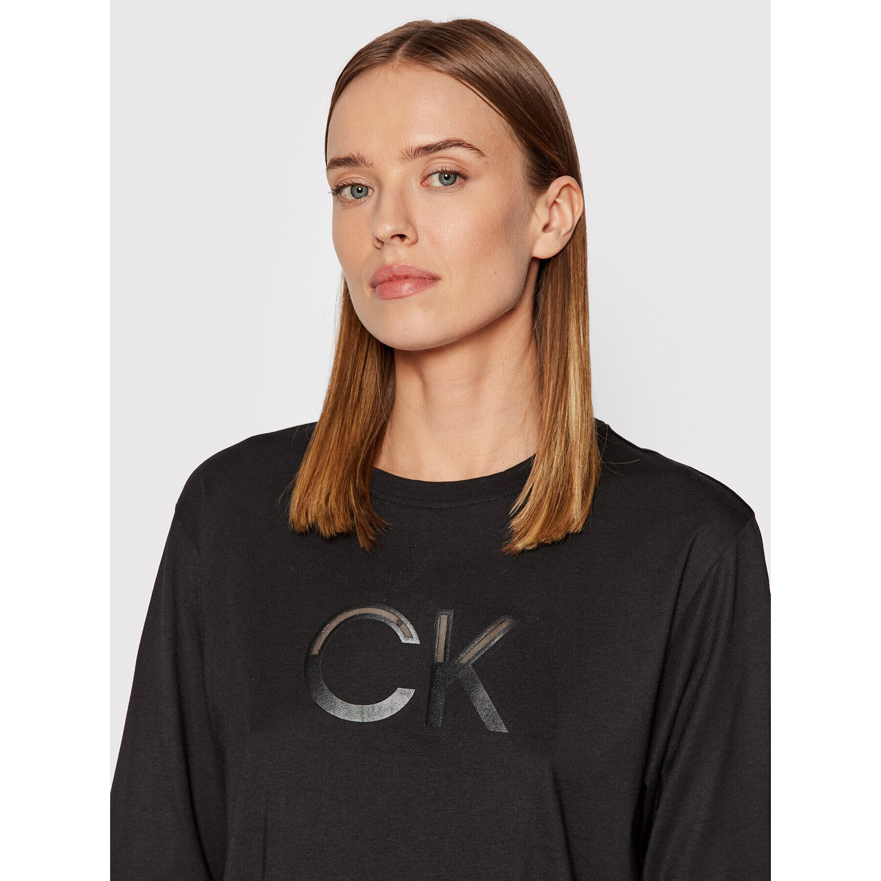 Calvin Klein Tričko Mesh Logo K20K203752 Čierna Relaxed Fit - Pepit.sk