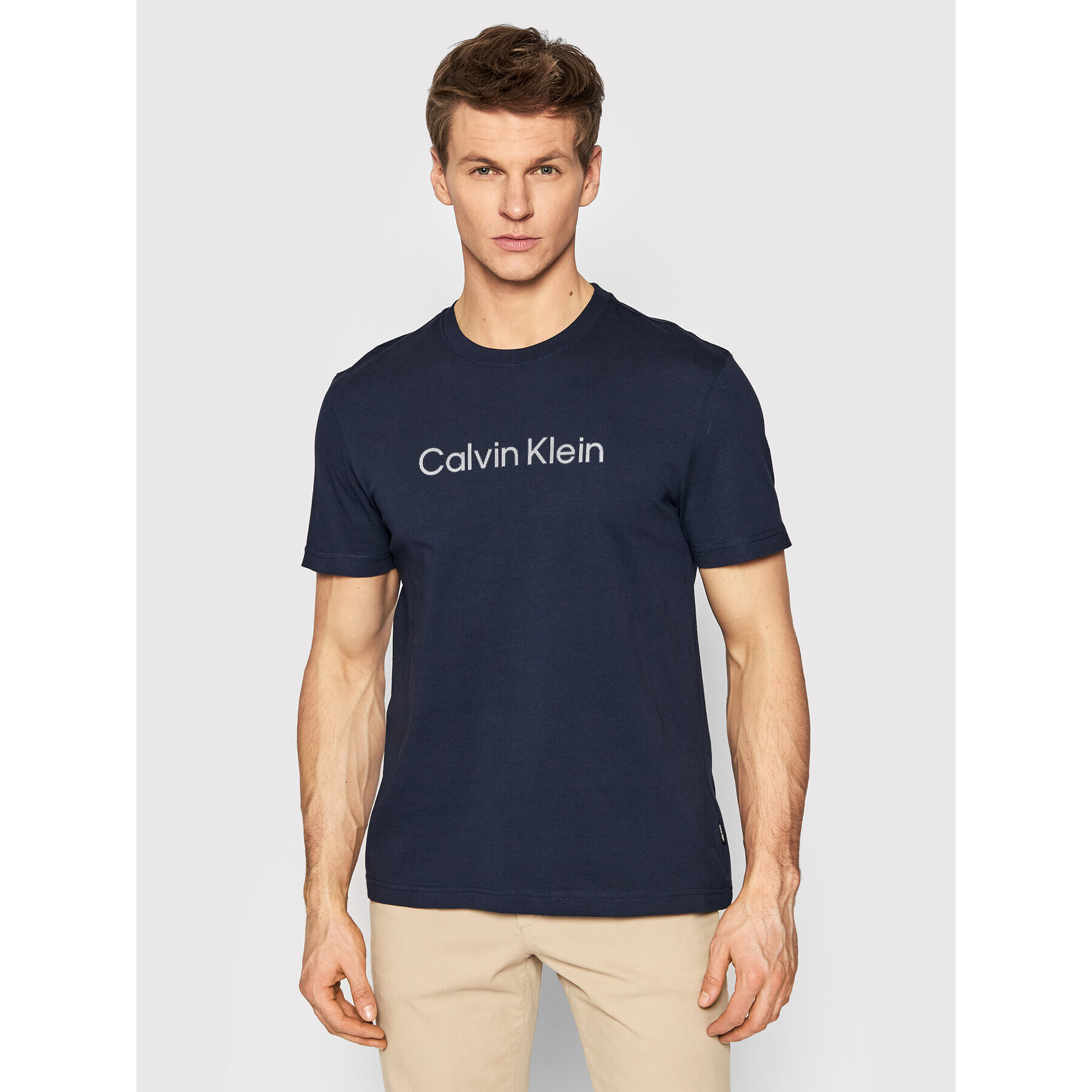 Calvin Klein Tričko Raised Striped Logo K10K108842 Tmavomodrá Regular Fit - Pepit.sk