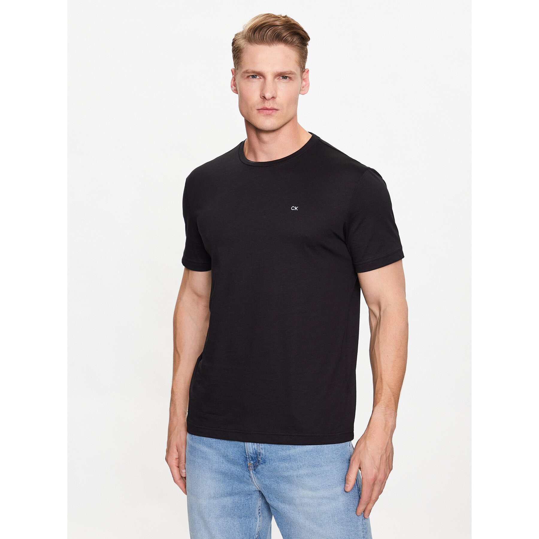 Calvin Klein Tričko Smooth K10K110589 Čierna Regular Fit - Pepit.sk