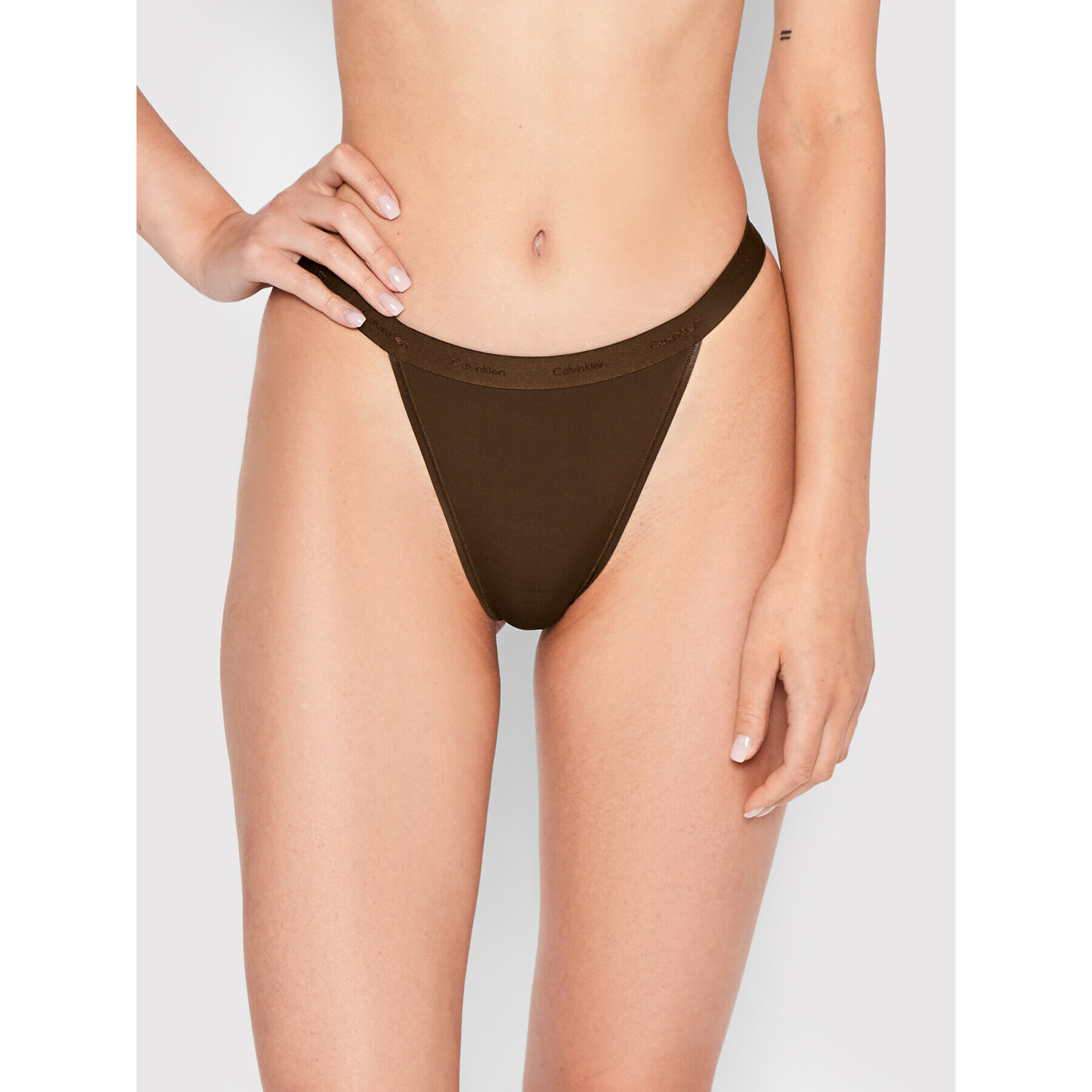 Calvin Klein Underwear Brazílske nohavičky 000QF6760E Hnedá - Pepit.sk